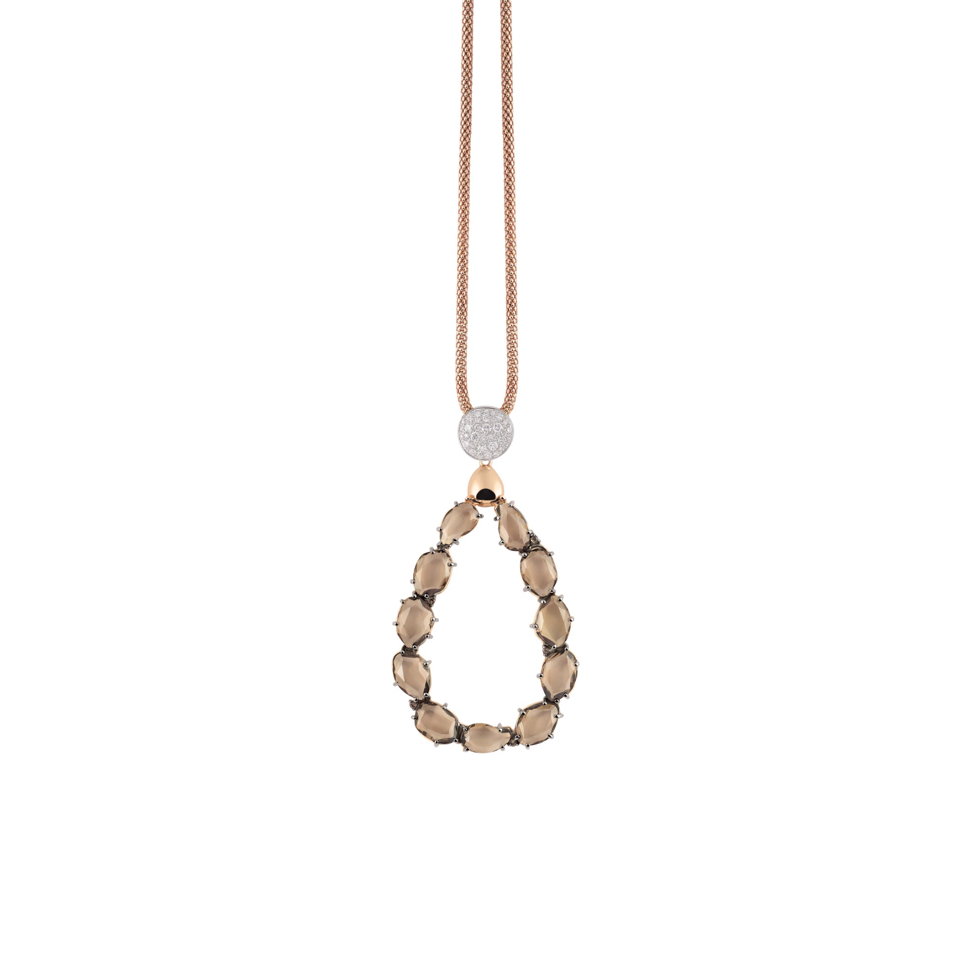 Al Coro Candy Anhänger (NP1742SQR) aus Roségold mit Diamant und Rauchquarz