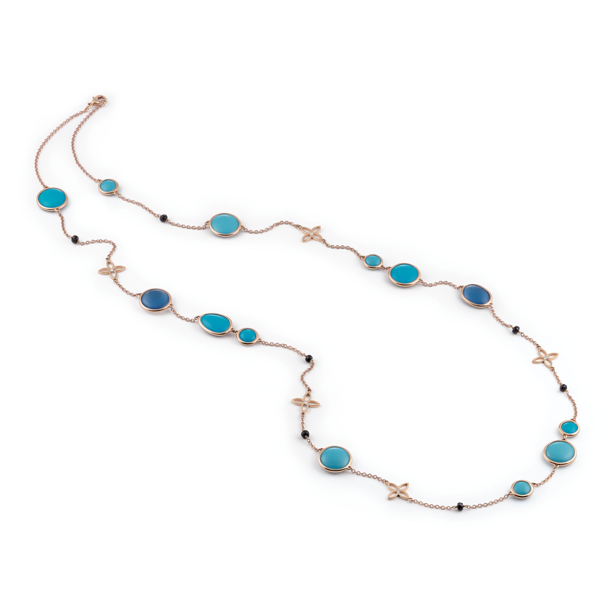 Al Coro Candy Collier (C303TQR) aus Roségold mit Diamant, Saphir und Türkis