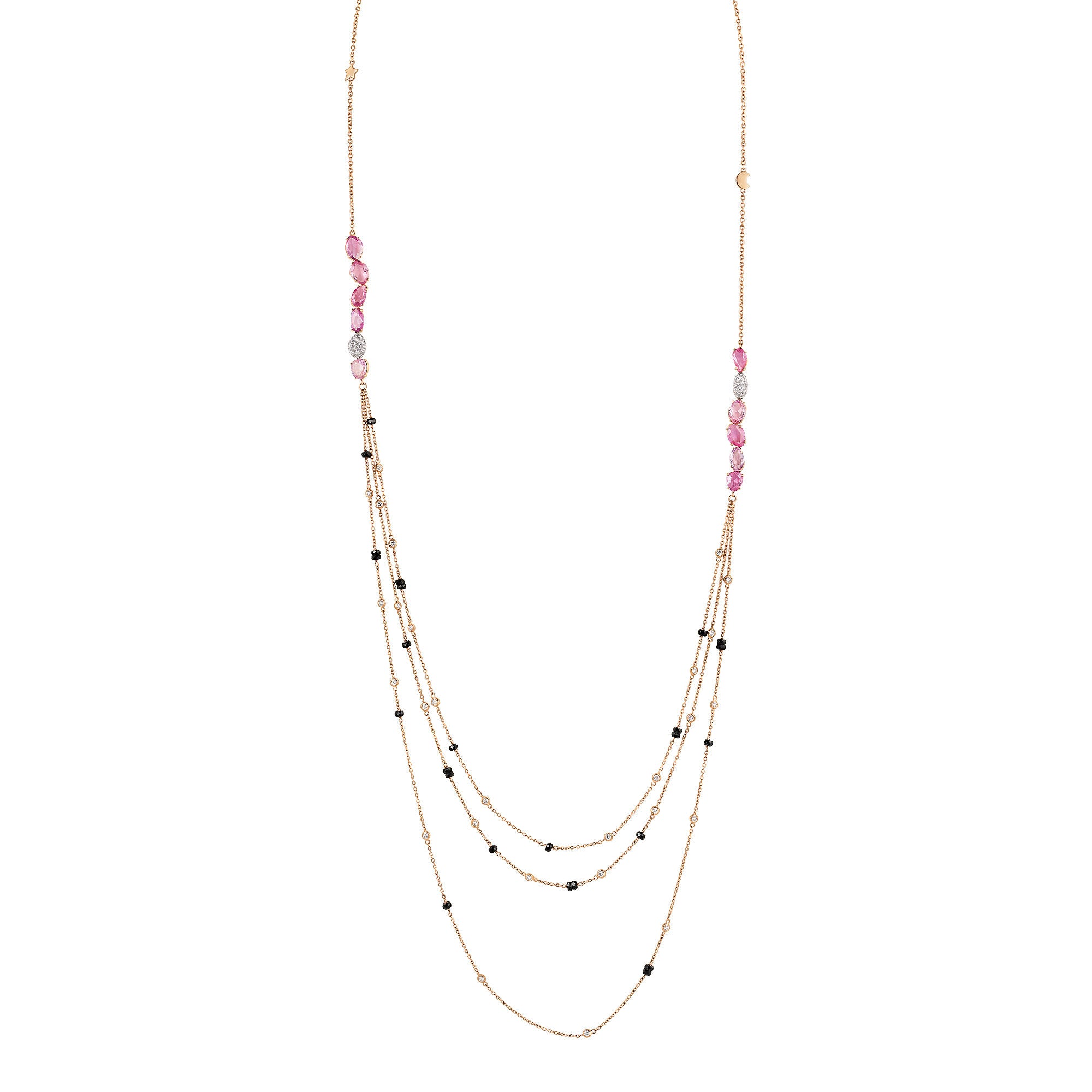Al Coro Candy Collier (NC8595PSR) aus Roségold mit Diamant und Saphir