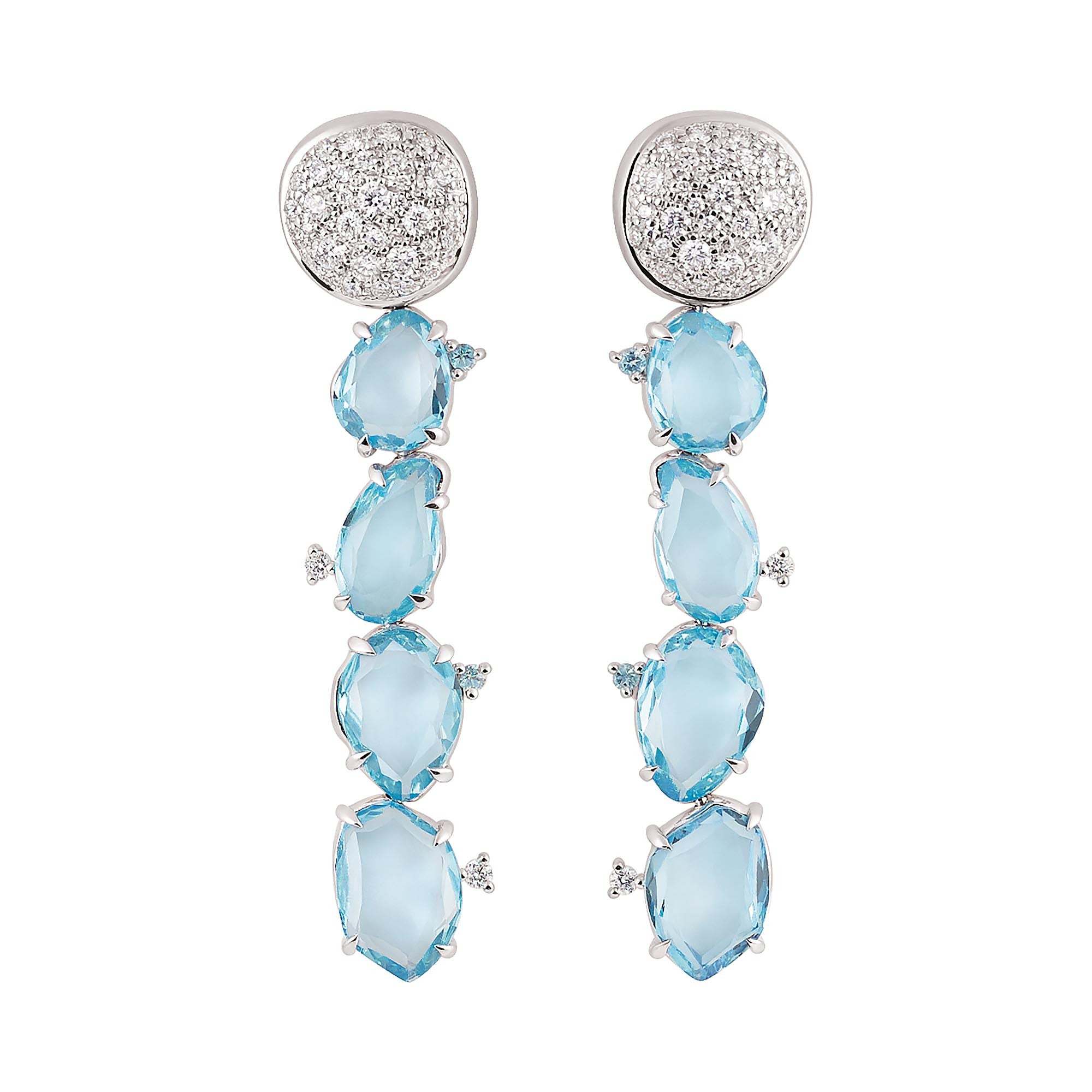 Al Coro Candy Ohrhänger (NE8365TW) aus Weißgold mit Diamant und Topas