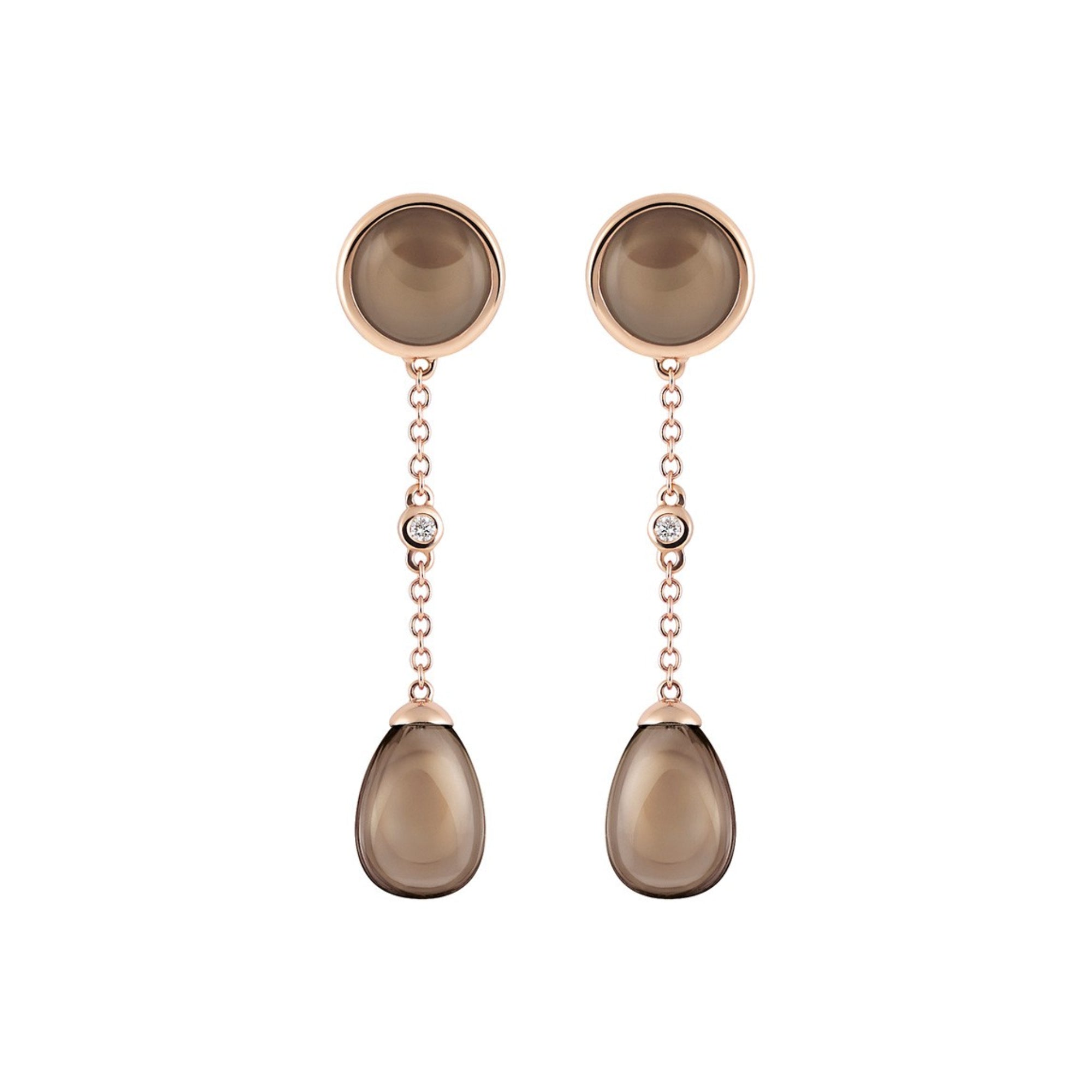 Al Coro Candy Ohrringe (E228SQR) aus Roségold mit Diamant und Rauchquarz