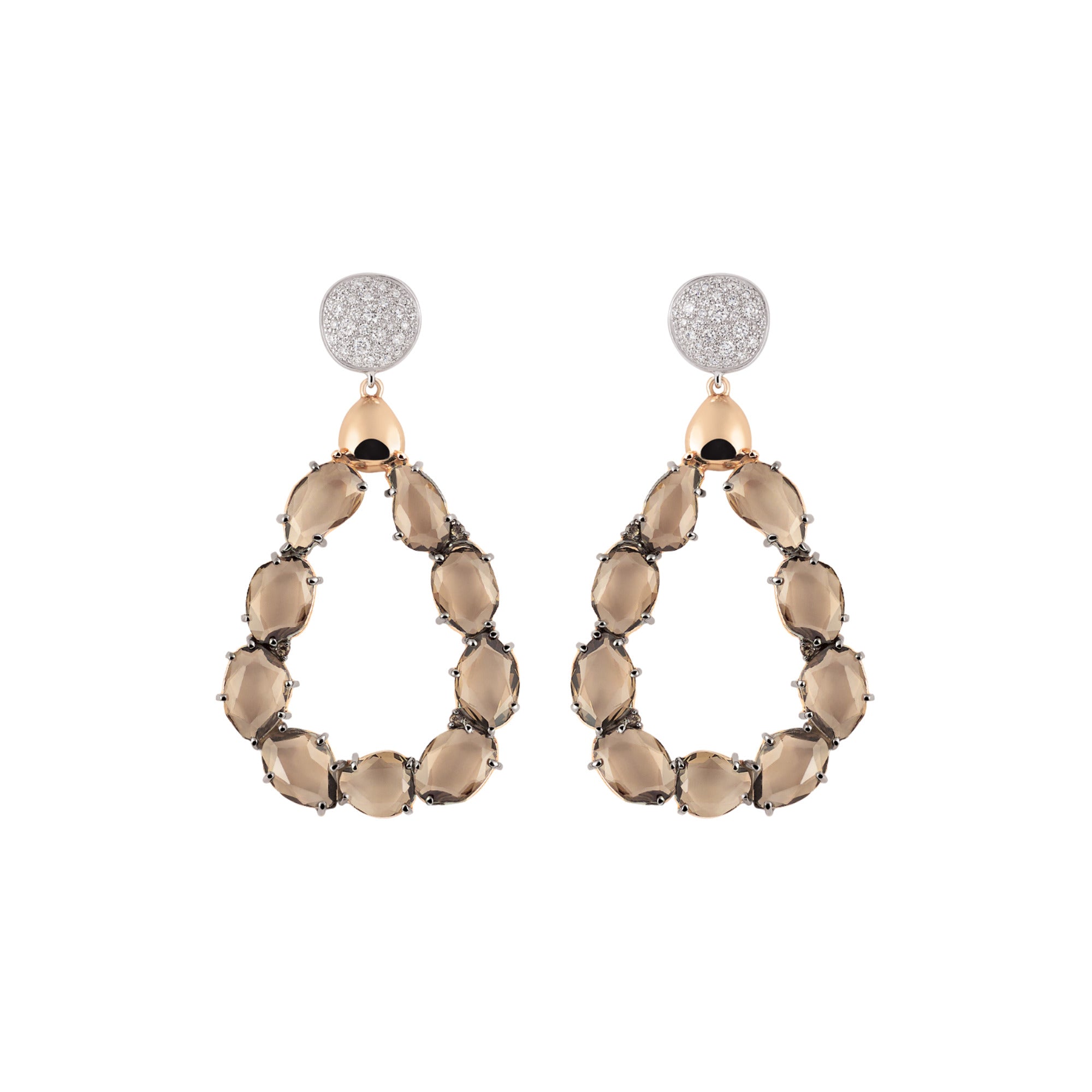 Al Coro Candy Ohrringe (NE1495SQR) aus Roségold mit Diamant und Rauchquarz