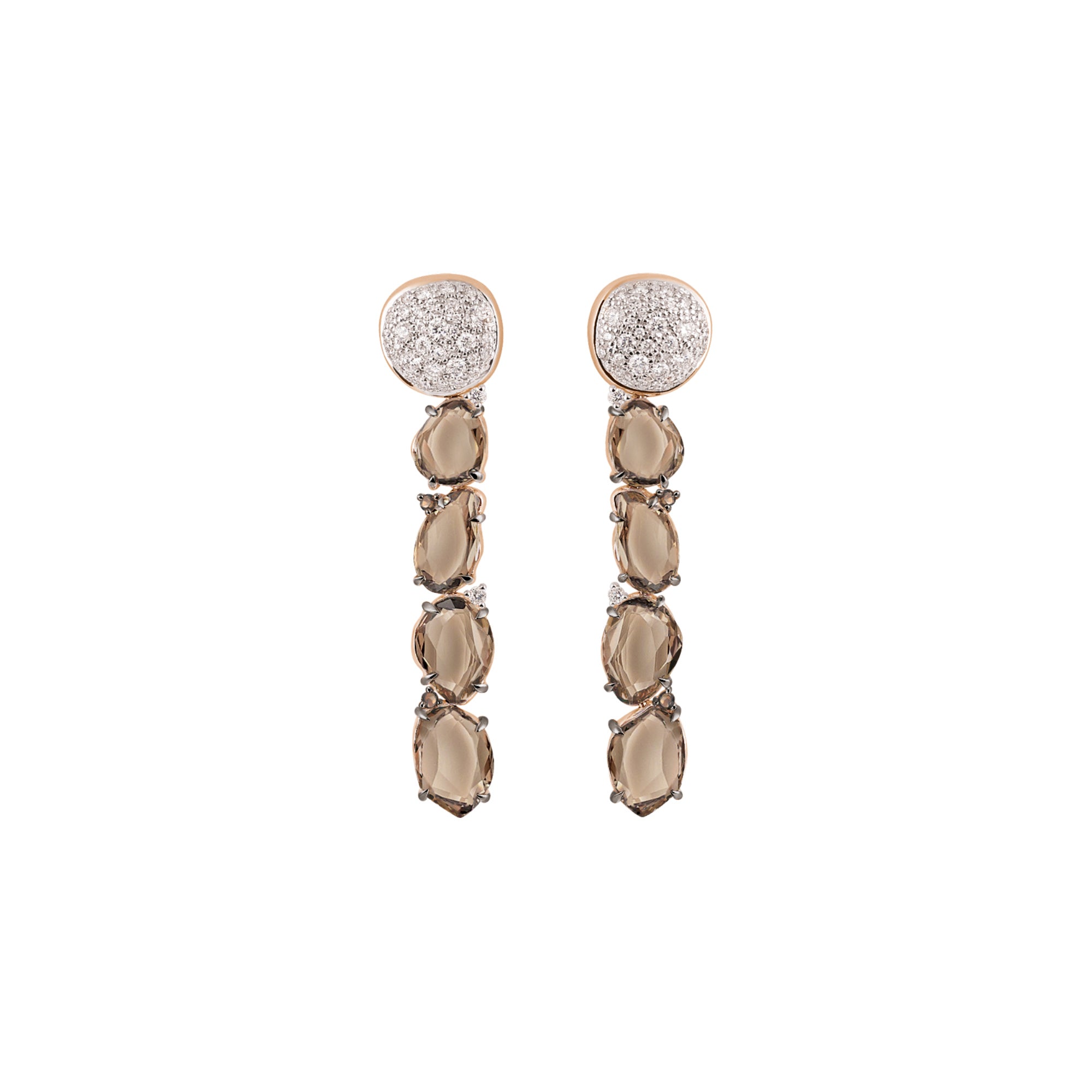 Al Coro Candy Ohrringe (NE8365SQR) aus Roségold mit Diamant und Rauchquarz