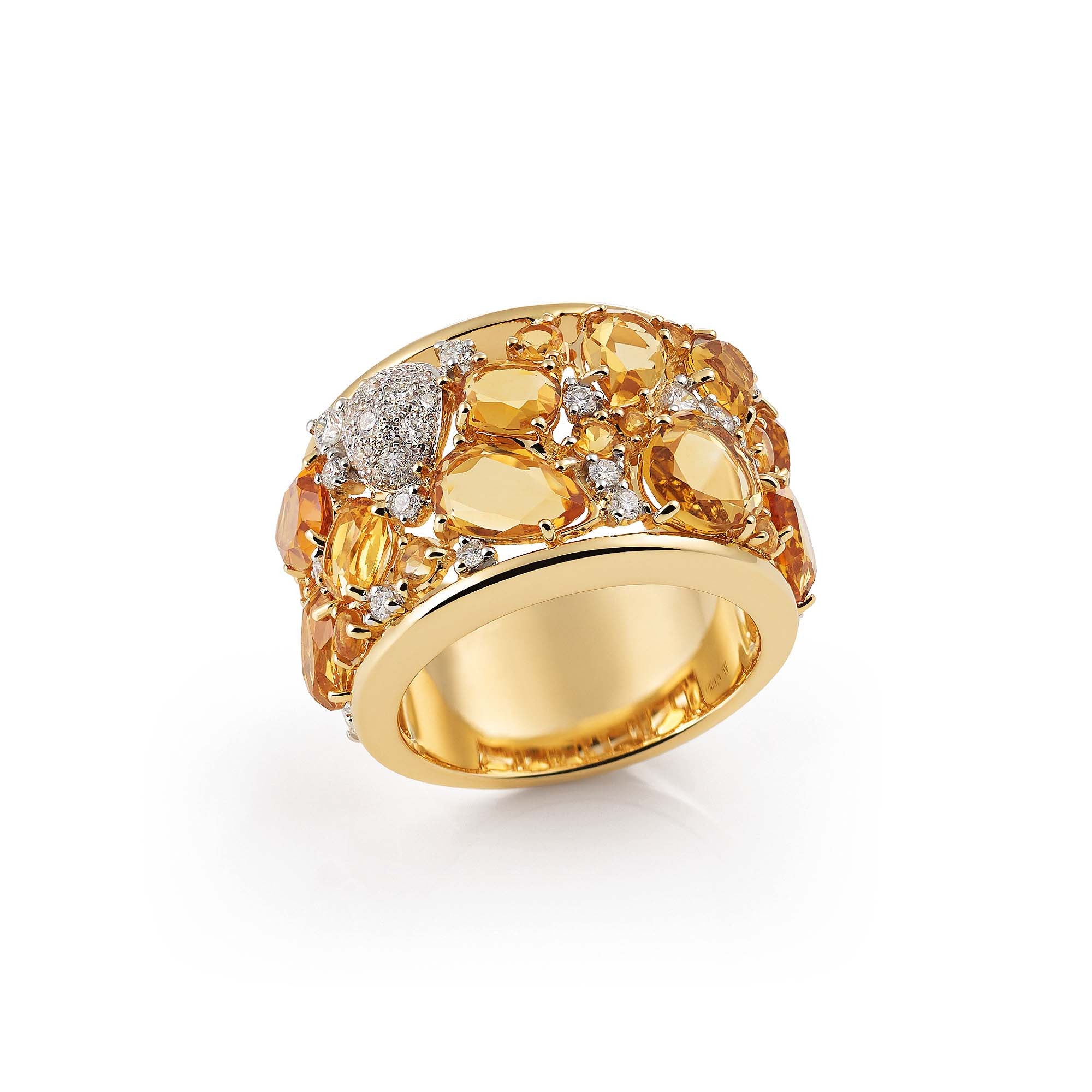 Al Coro Candy Ring (NR8358CG) aus Gelbgold mit Diamant und Citrin