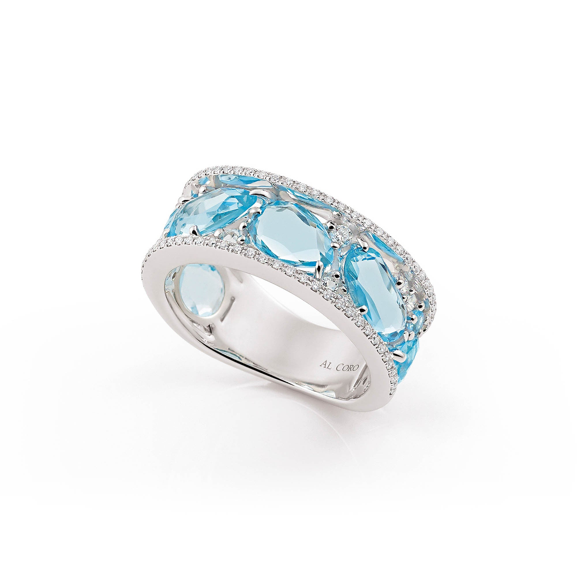 Al Coro Candy Ring (NR8361TW) aus Weißgold mit Diamant und Topas