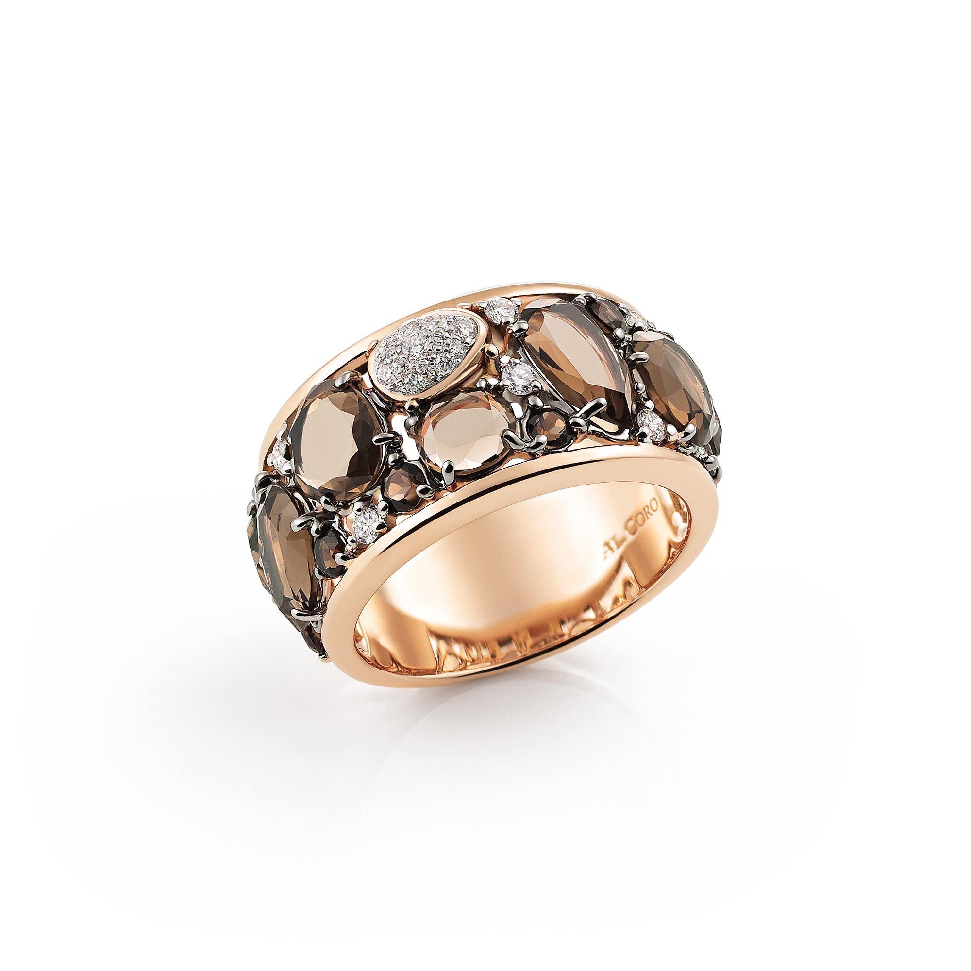 Al Coro Candy Ring (NR8364SQR) aus Roségold mit Diamant und Rauchquarz