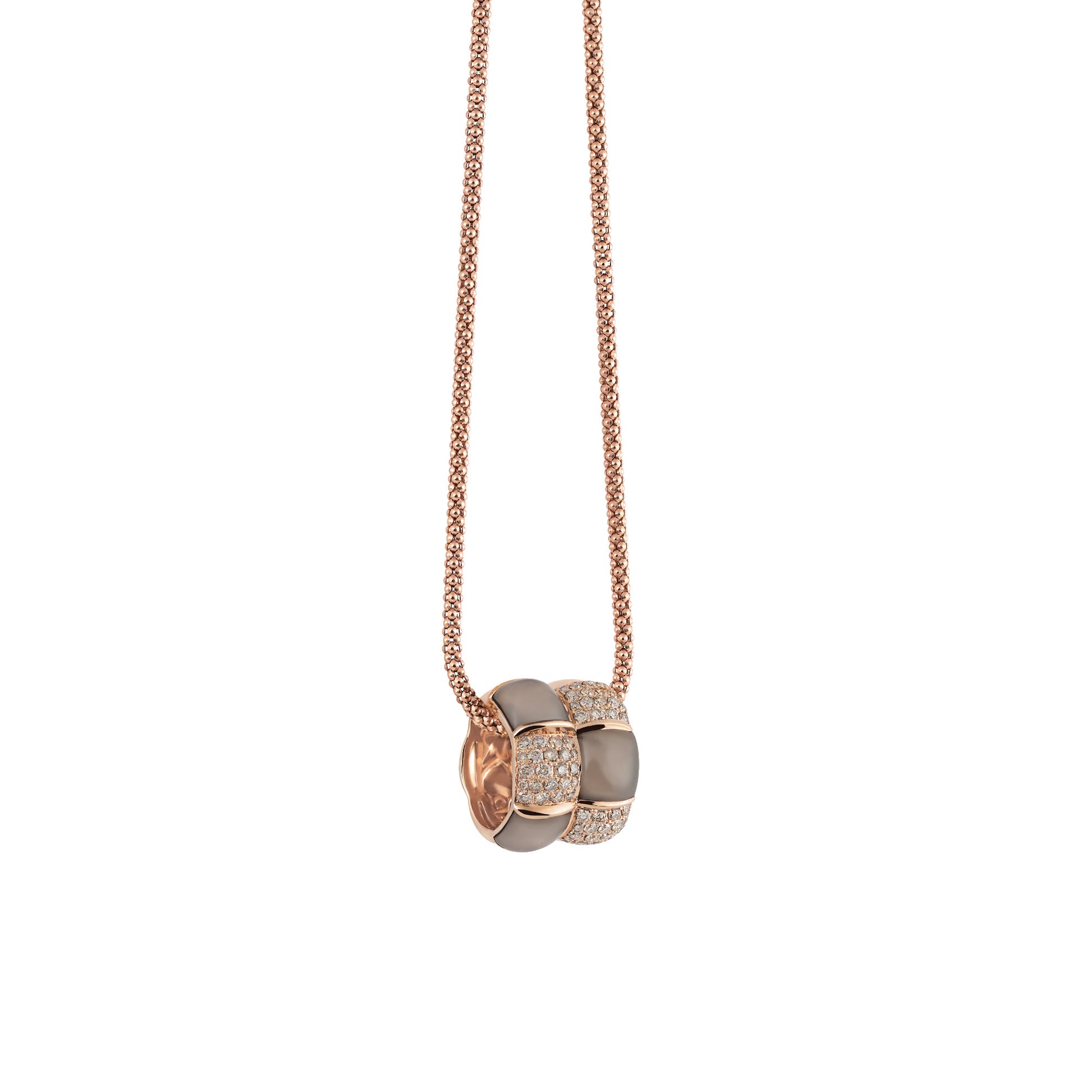 Al Coro La Piazza Anhänger (NP569SQR) aus Roségold mit Diamant und Rauchquarz