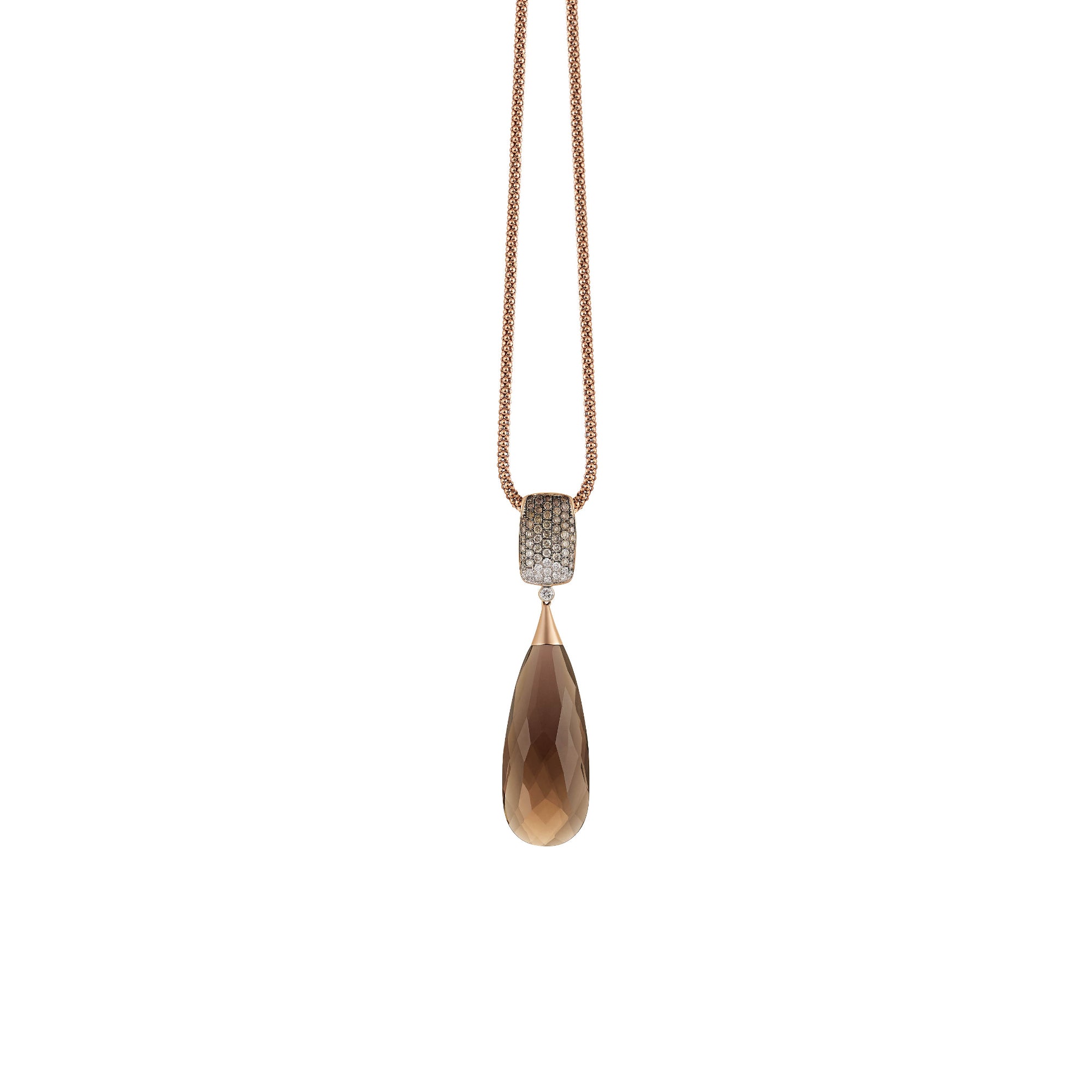 Al Coro La Piazza Anhänger (NP9159SQBWR) aus Roségold mit Diamant und Rauchquarz
