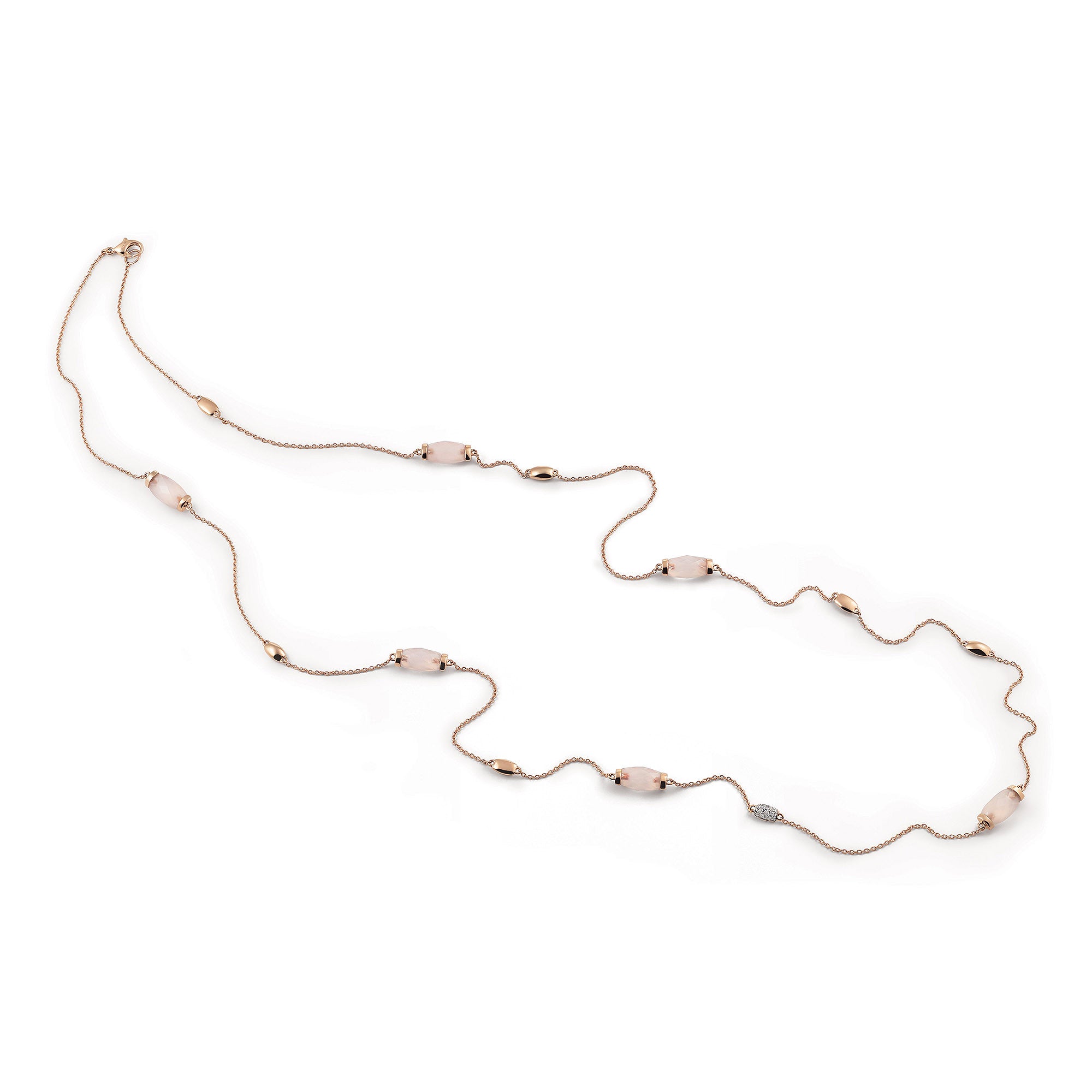 Al Coro La Piazza Collier (NC327PCR) aus Roségold mit Diamant und Chalcedon
