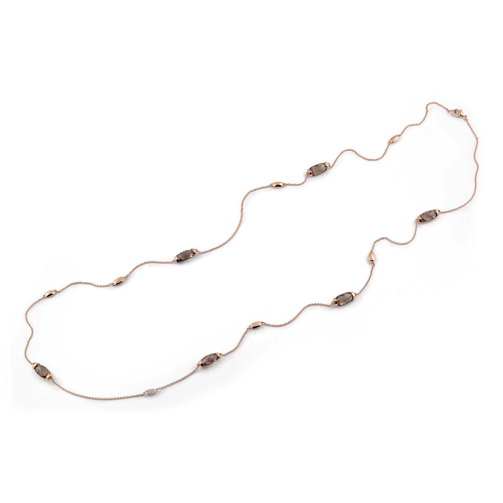 Al Coro La Piazza Collier (NC327SQR) aus Roségold mit Diamant und Rauchquarz