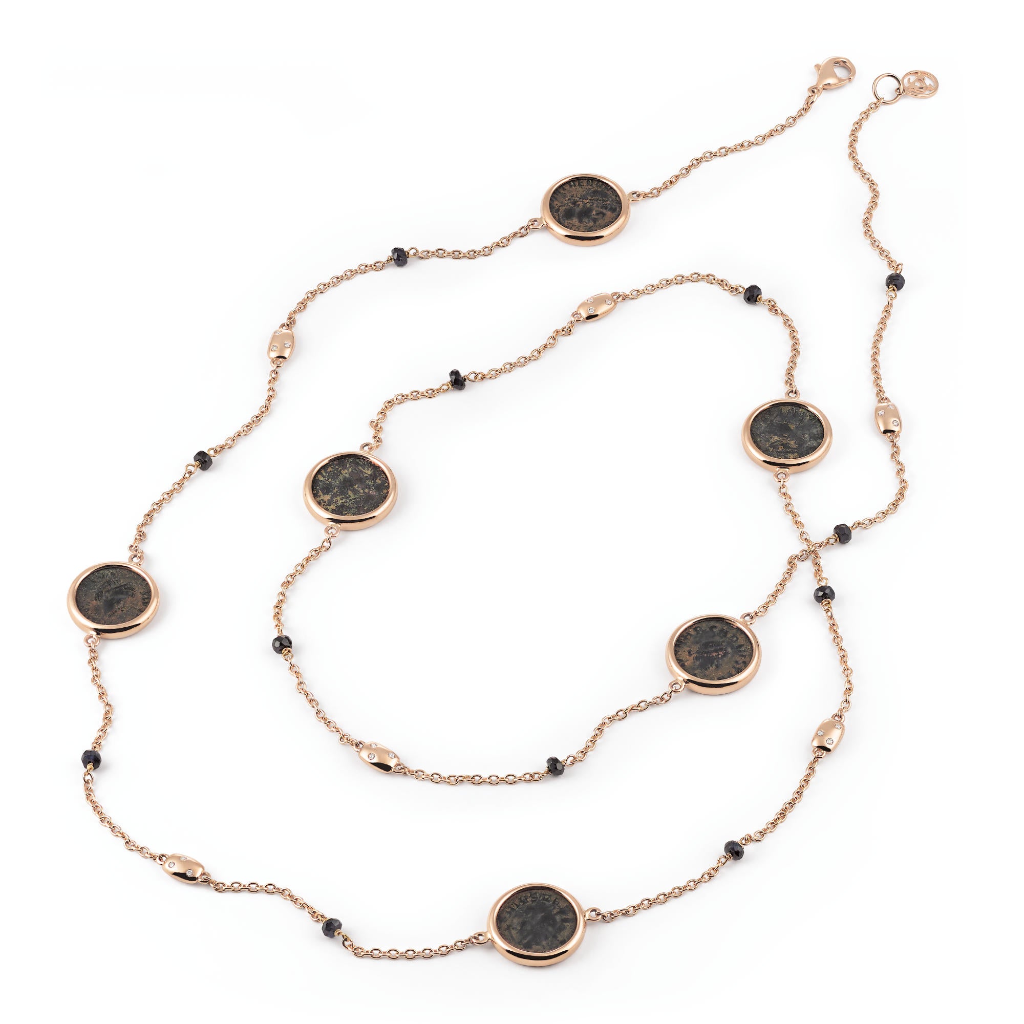Al Coro La Piazza Halskette (NC627R) aus Roségold mit Diamant und Saphir