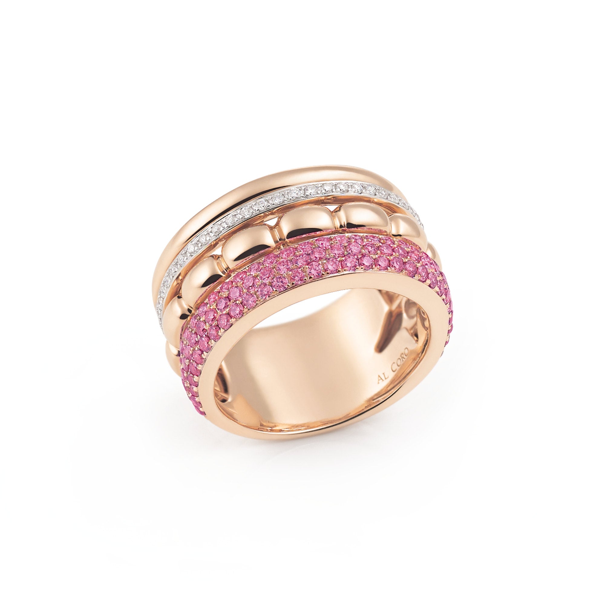 Al Coro La Piazza Ring (NR1491PSR) aus Roségold mit Diamant und Saphir