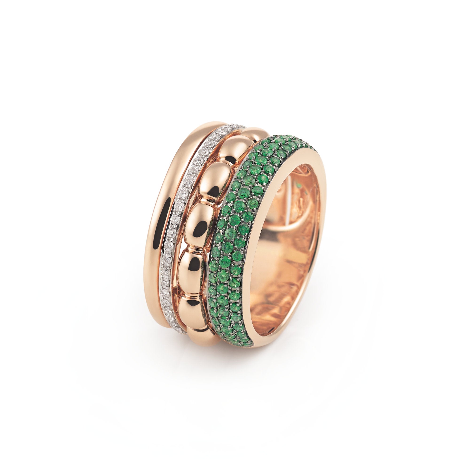 Al Coro La Piazza Ring (NR1491TSWR) aus Roségold mit Diamant und Tsavorit