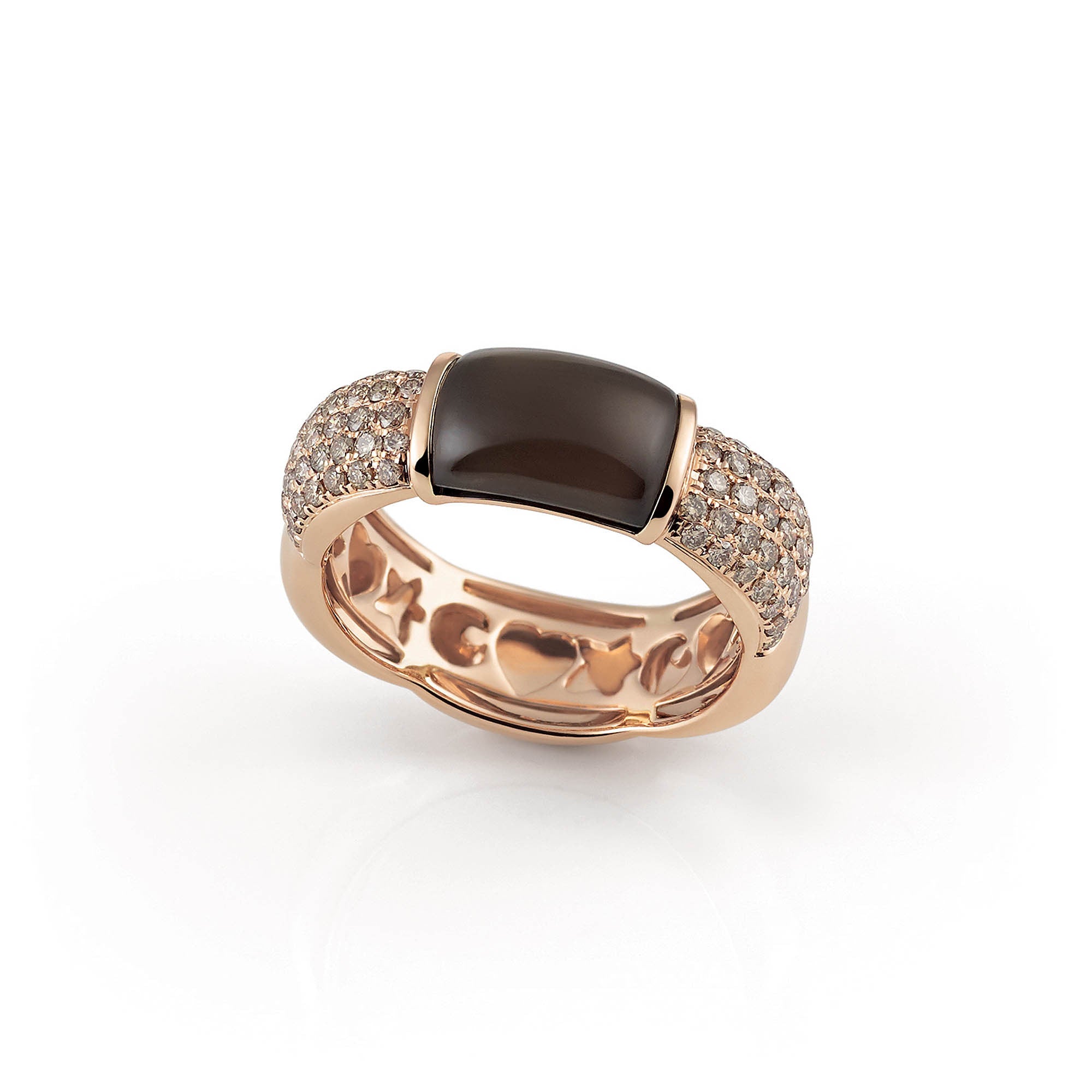 Al Coro La Piazza Ring (NR1553SQBR) aus Roségold mit Diamant und Rauchquarz