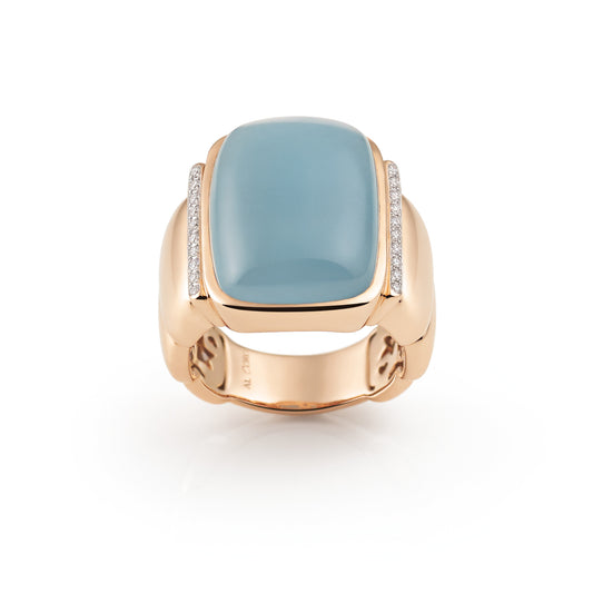Al Coro La Piazza Ring (NR413AQR) aus Roségold mit Aquamarin und Diamant