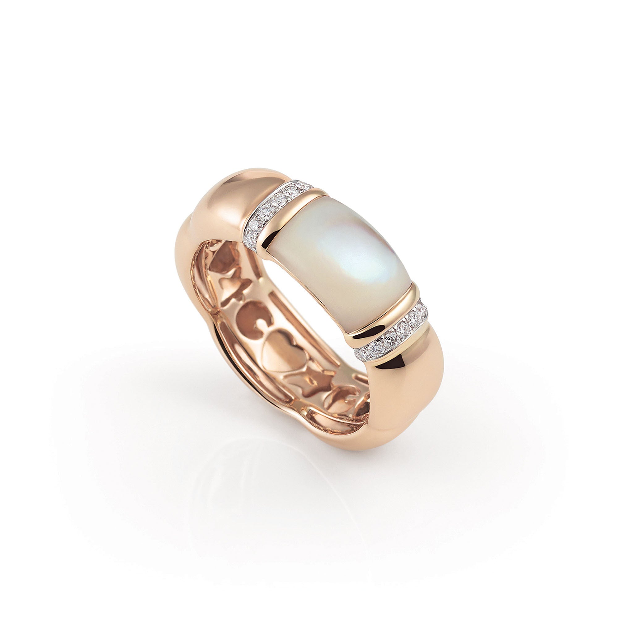 Al Coro La Piazza Ring (NR479MOR) aus Roségold mit Diamant und Perlmutt
