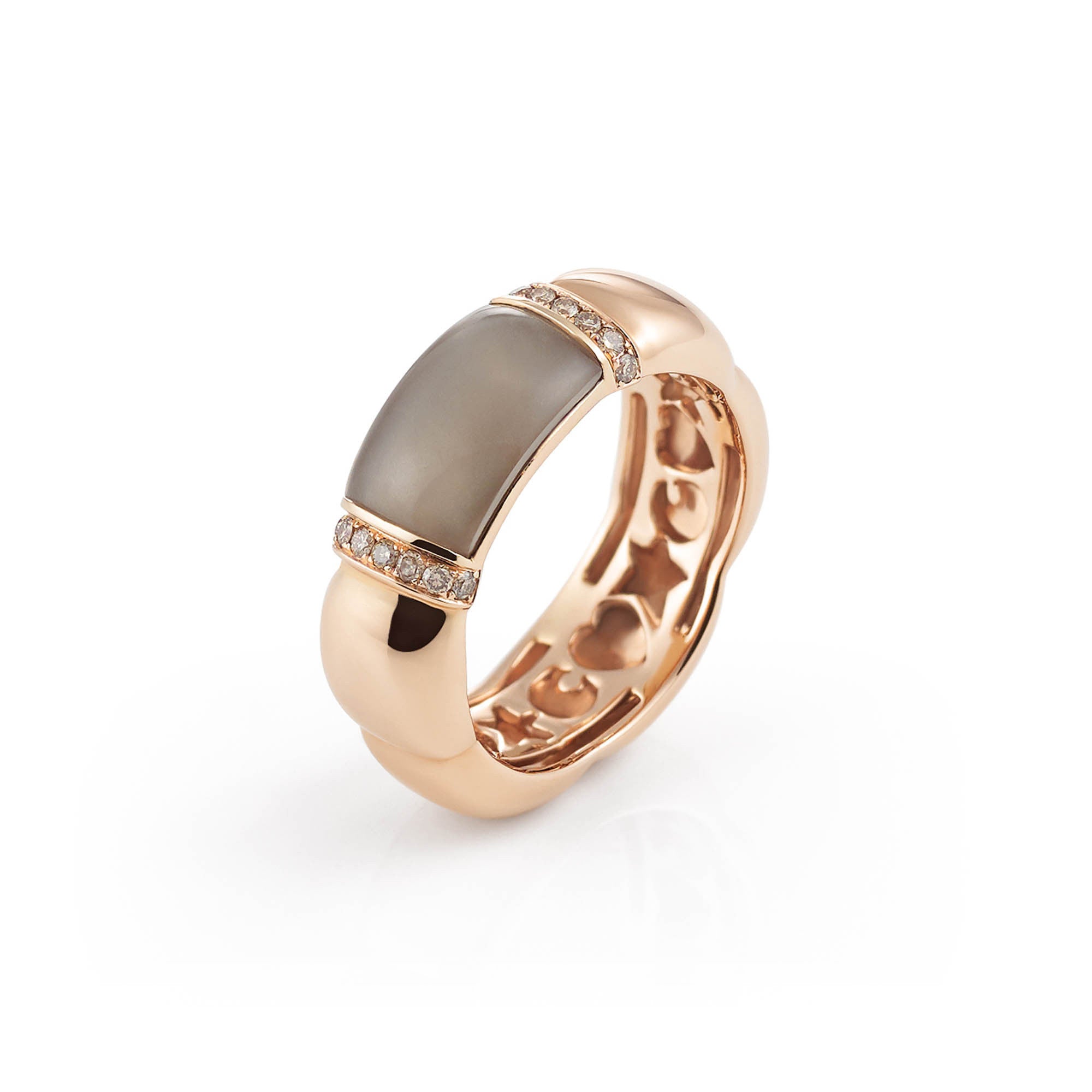 Al Coro La Piazza Ring (NR479SQR) aus Roségold mit Diamant und Rauchquarz