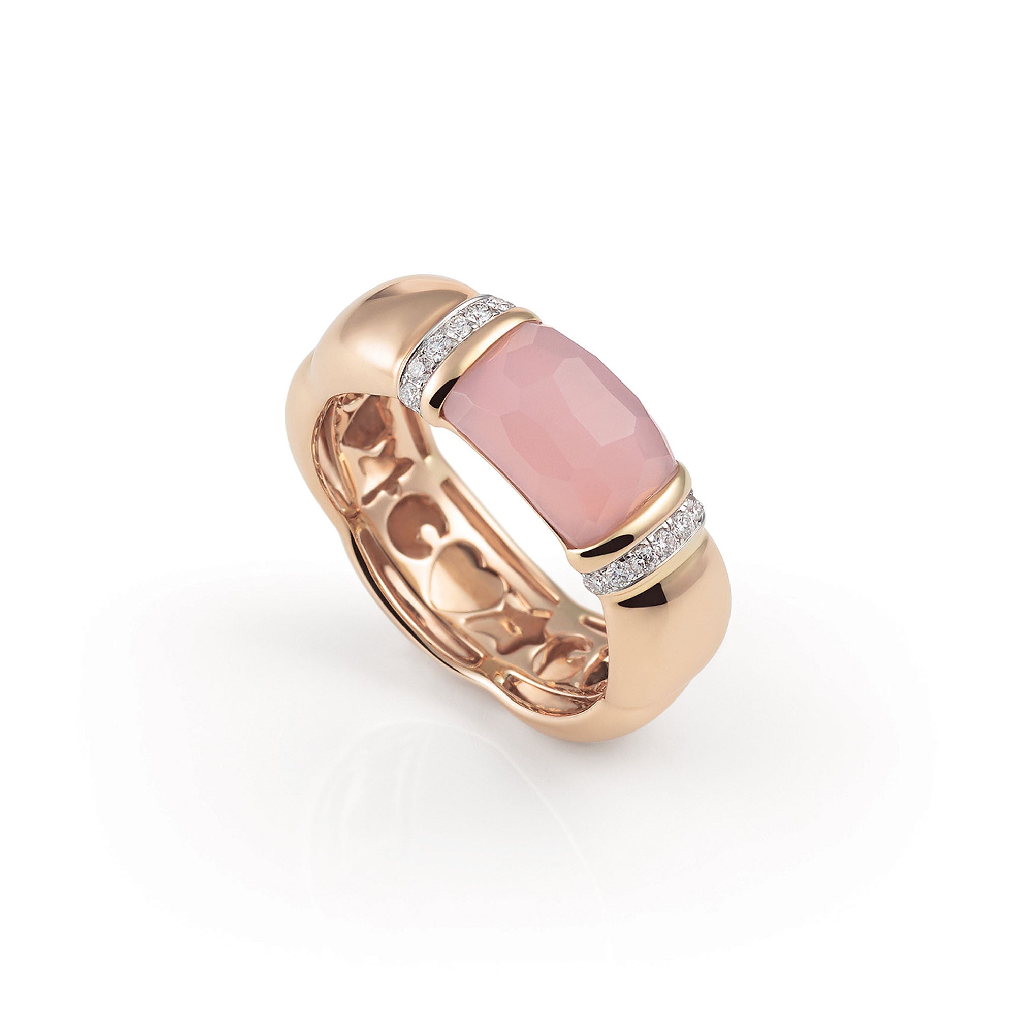 Al Coro La Piazza Ring (NR480PCR) aus Roségold mit Diamant und Chalcedon