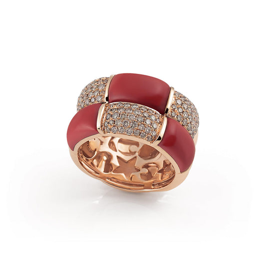 Al Coro La Piazza Ring (NR568COR) aus Roségold mit Diamant