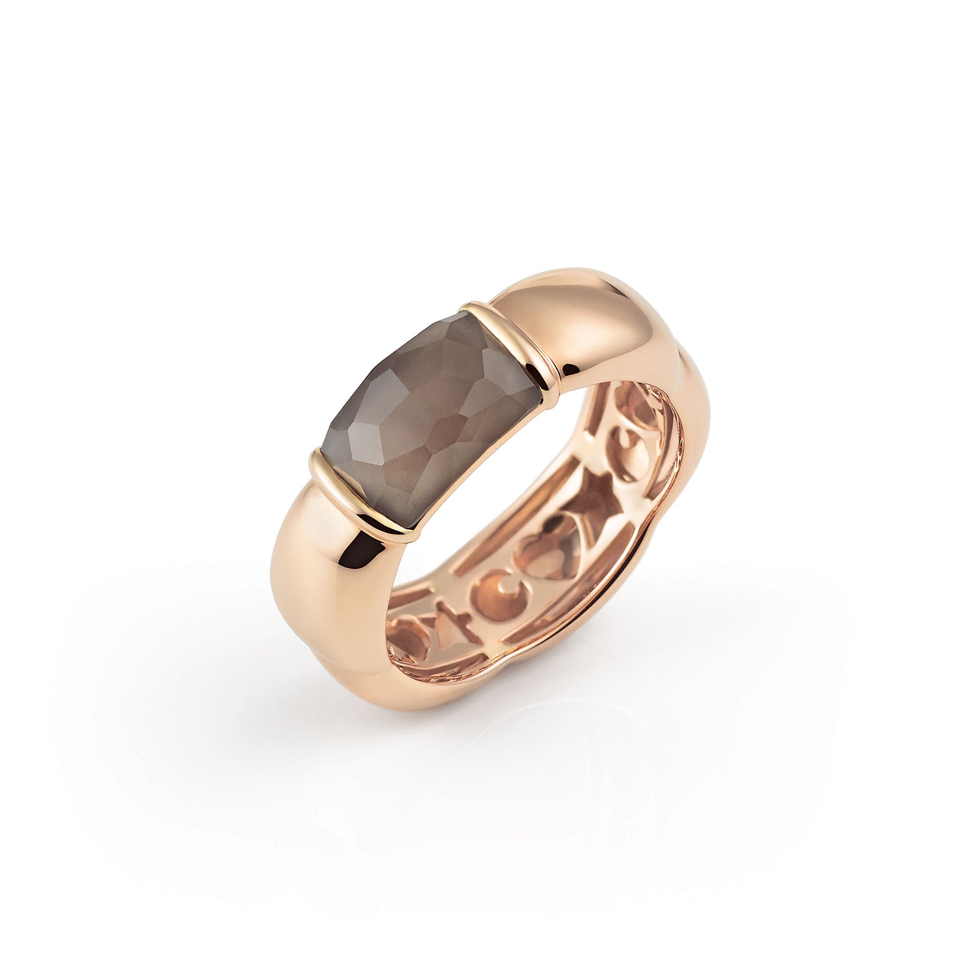 Al Coro La Piazza Ring (NR581SQR) aus Roségold mit Rauchquarz