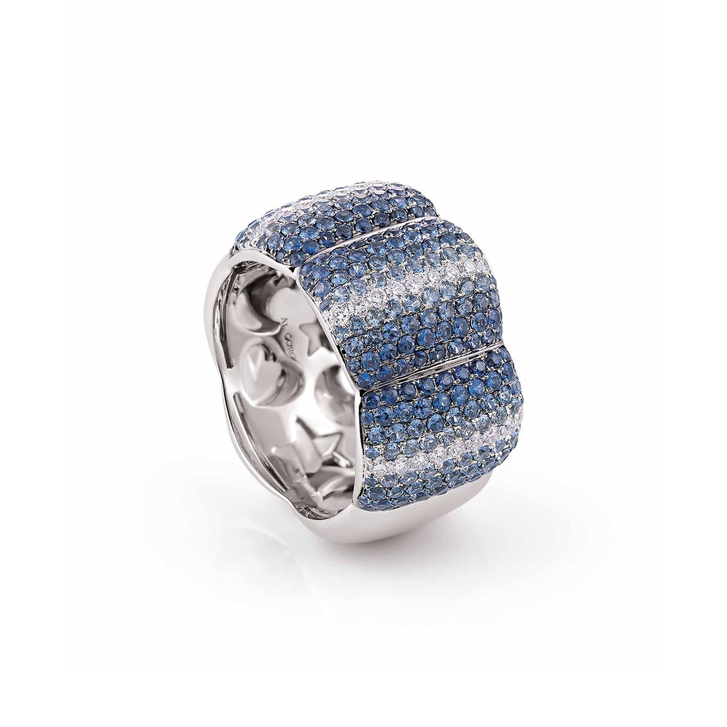 Al Coro La Piazza Ring (NR888SW) aus Weißgold mit Diamant und Saphir