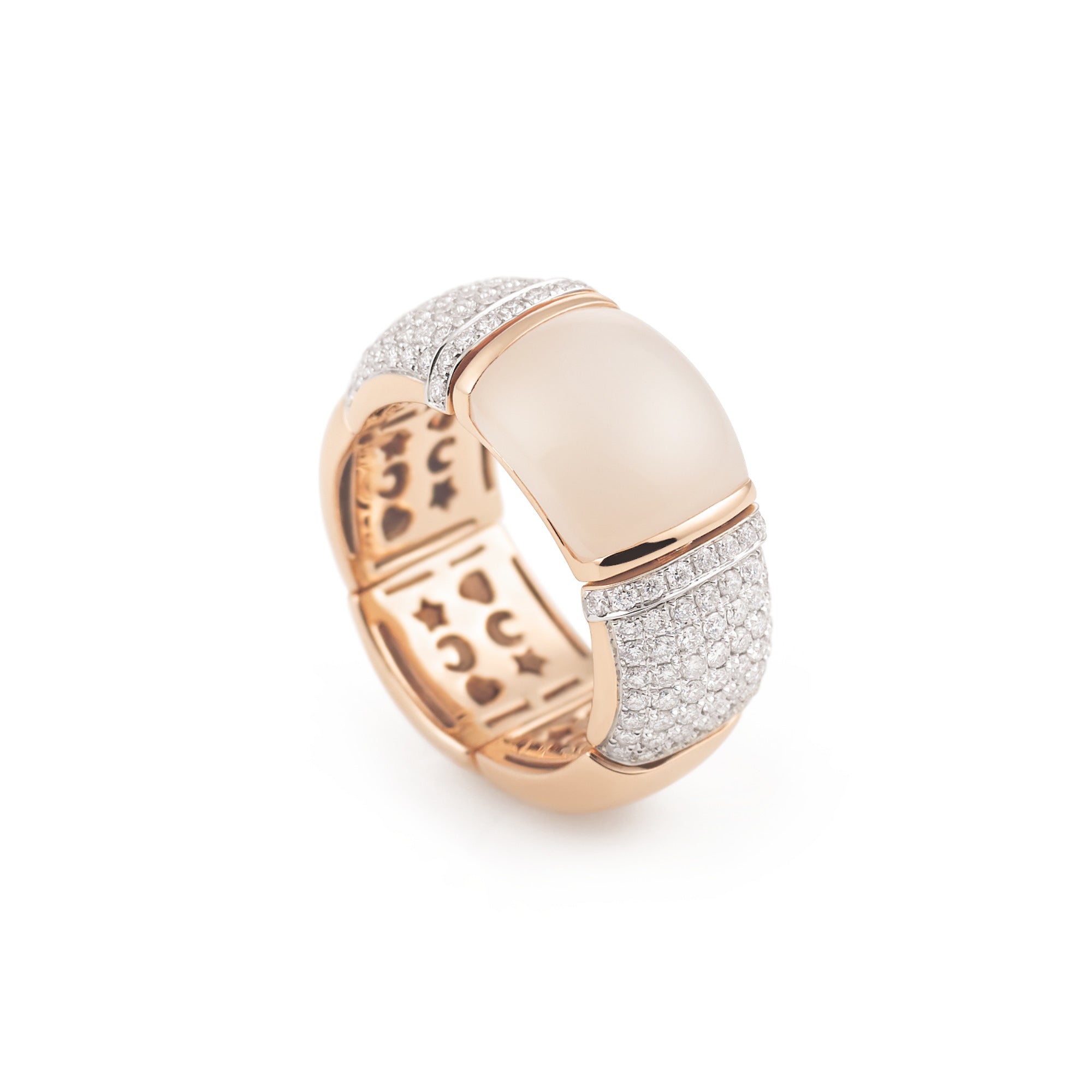 Al Coro La Piazza Ring (NRF1617WMWR) aus Roségold mit Diamant und Mondstein