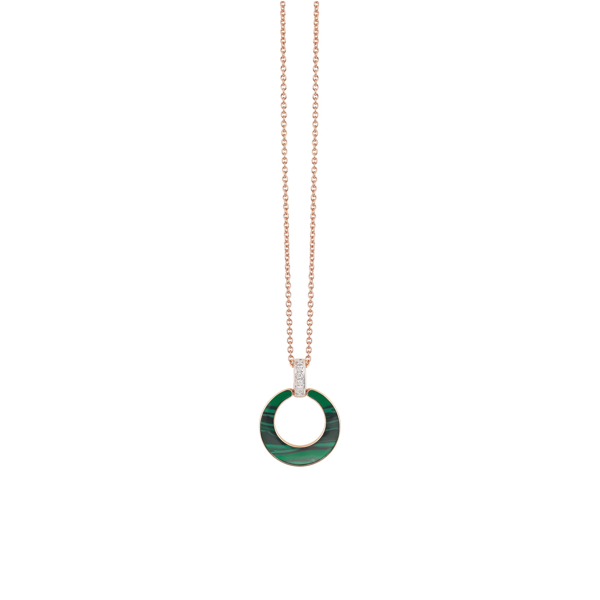 Al Coro Mezzaluna Anhänger (NP1496MAR) aus Bicolor-Gold mit Diamant und Malachit