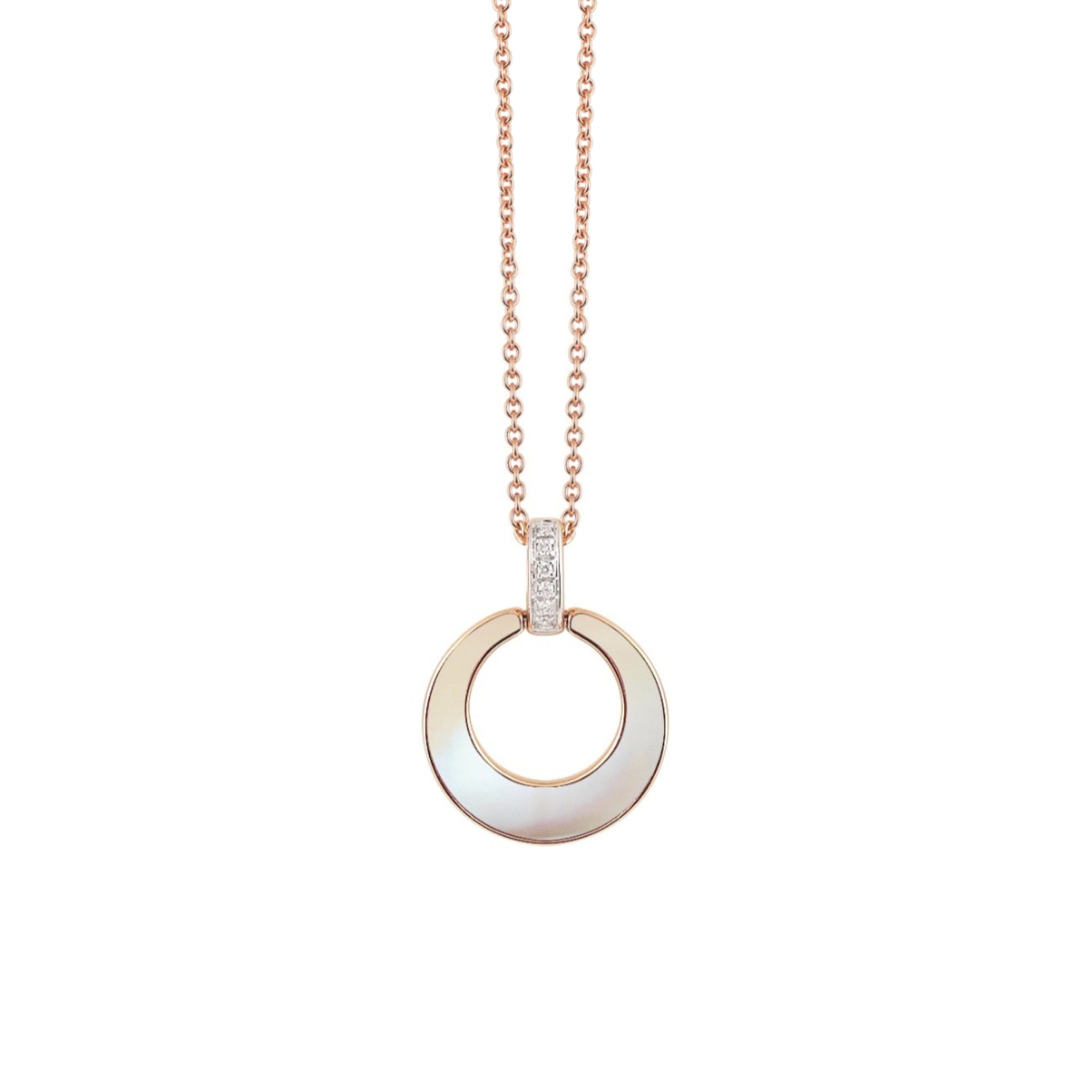 Al Coro Mezzaluna Anhänger (NP1496MOR) aus Roségold mit Diamant und Perlmutt