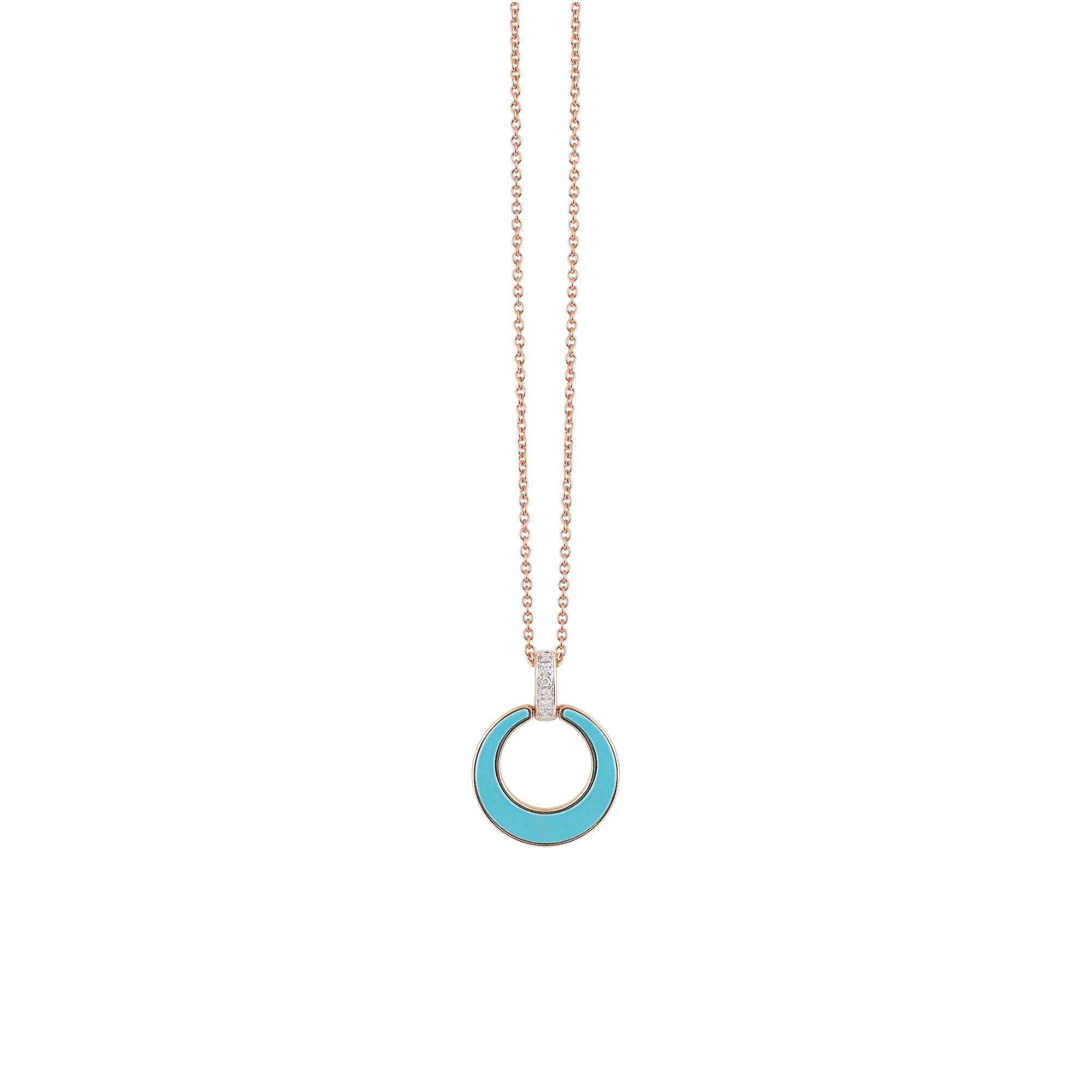 Al Coro Mezzaluna Anhänger (NP1496TQR) aus Bicolor-Gold mit Diamant und Türkis