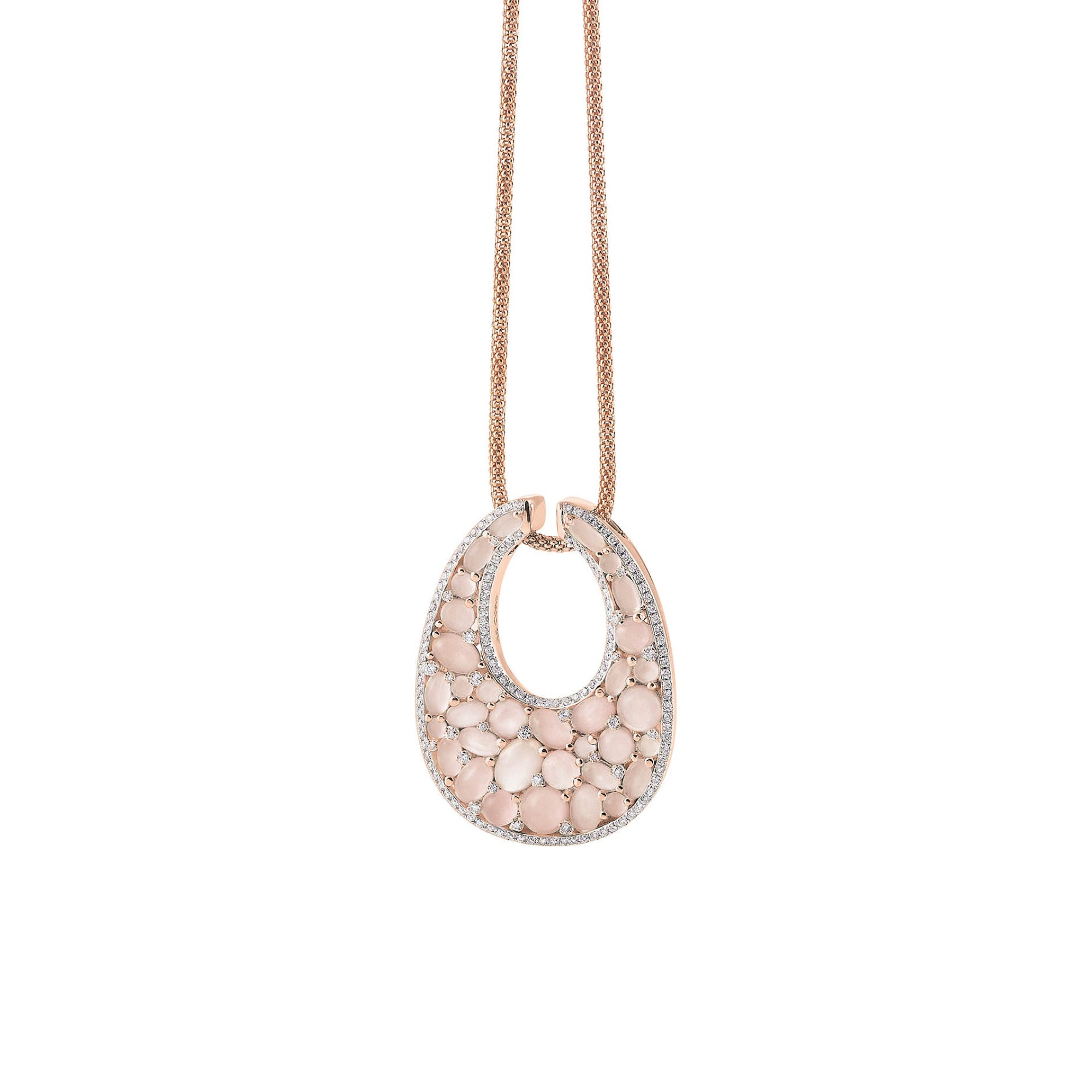 Al Coro Mezzaluna Anhänger (P2446WMR) aus Roségold mit Diamant und Mondstein