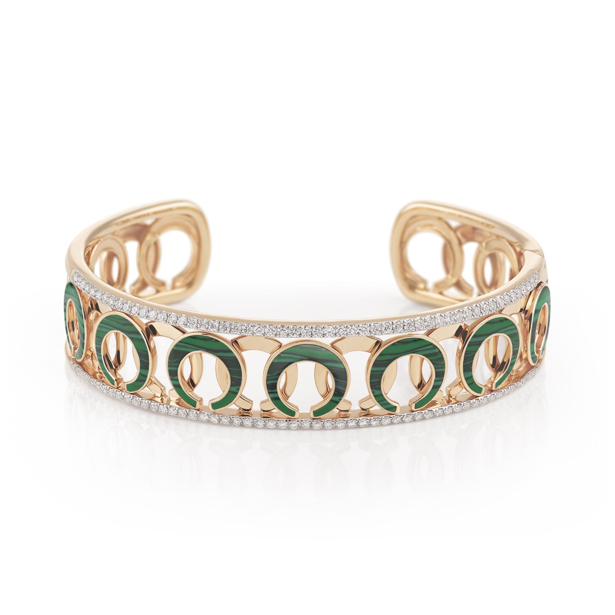 Al Coro Mezzaluna Armreif (NB1505MAWR) aus Roségold mit Diamant und Malachit
