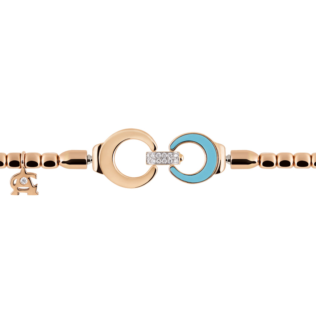 Al Coro Mezzaluna Attrae Armband - BA24R18_BA15WR_BA18R_BA14TQR_ACR (ACR) aus Roségold mit Diamant und Türkis