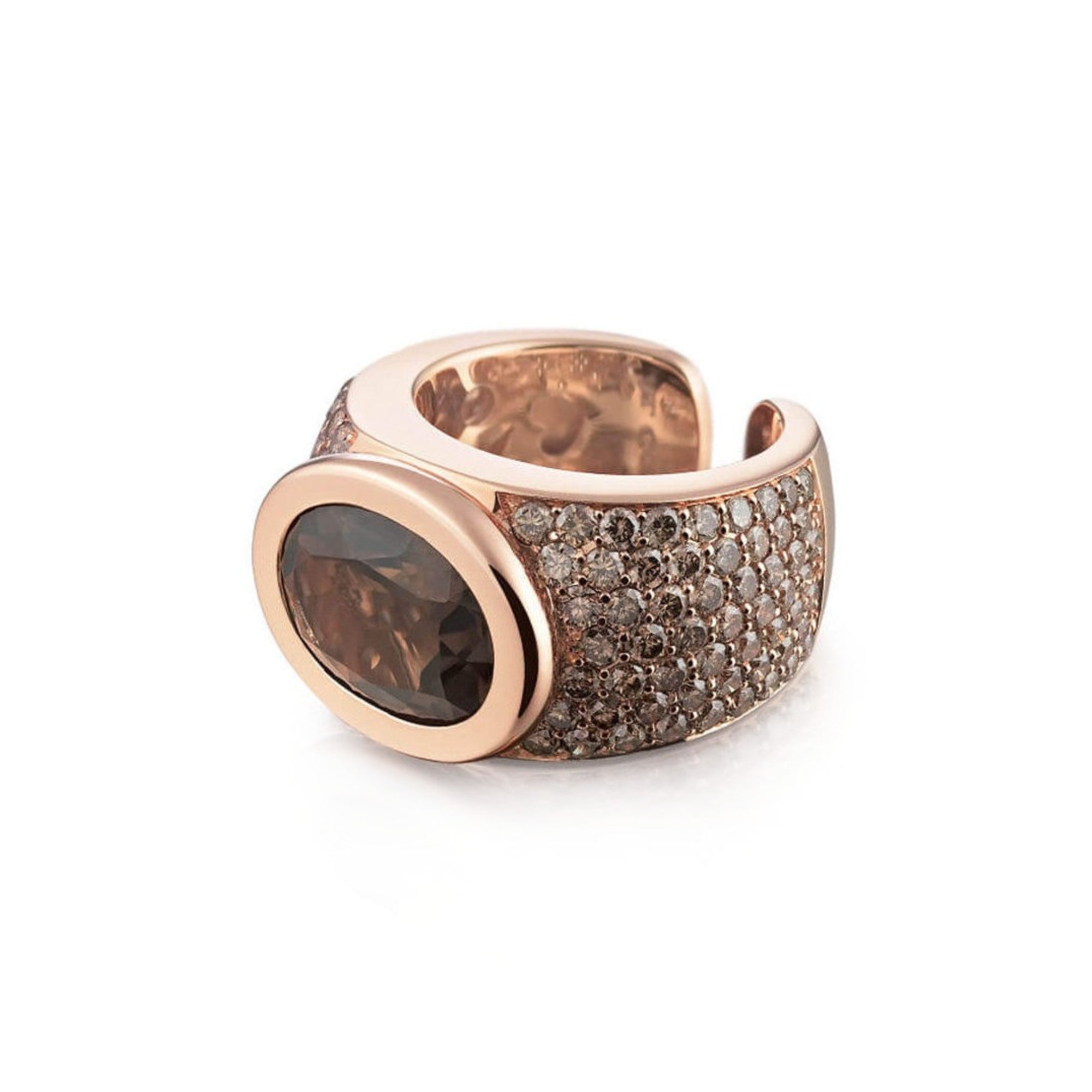 Al Coro Mezzaluna Classic Ring (R6757S) aus Roségold mit Diamant und Rauchquarz