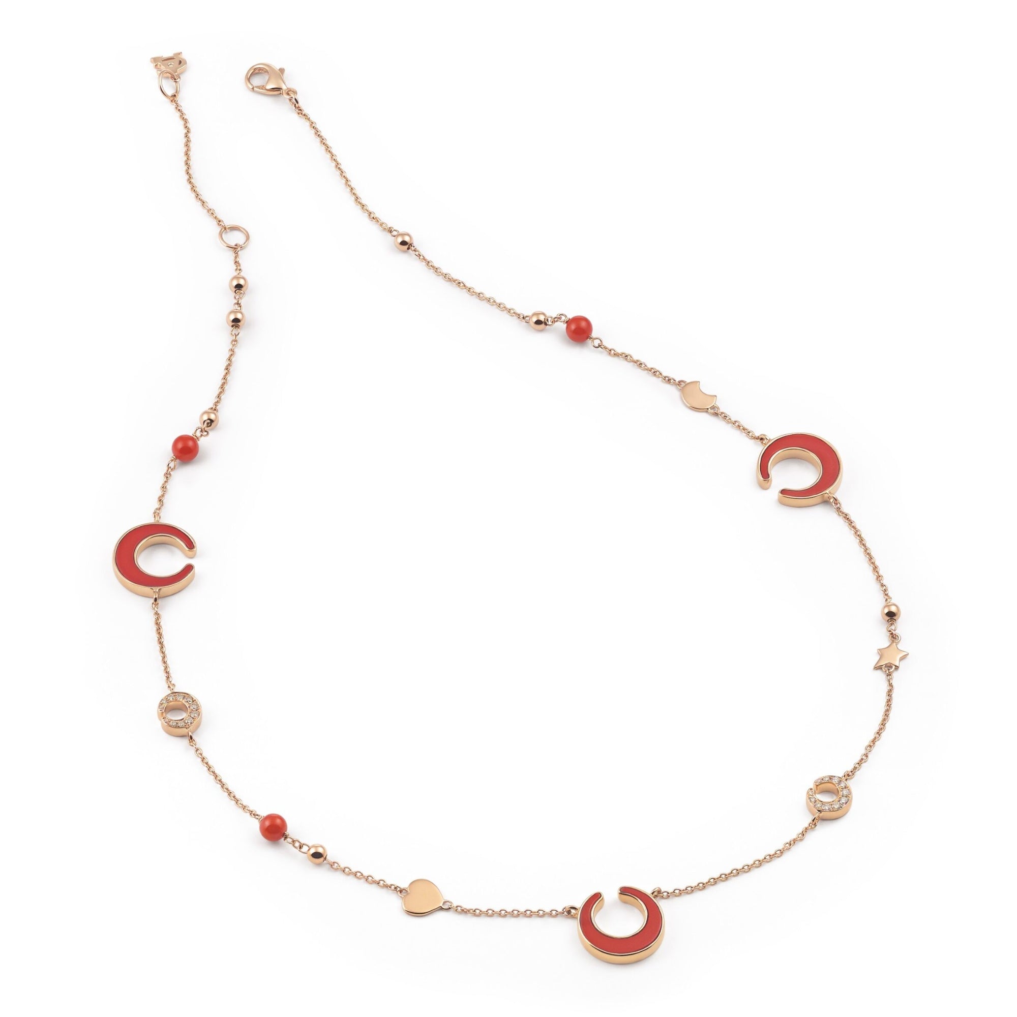 Al Coro Mezzaluna Collier (NC1510COR45) aus Roségold mit Diamant