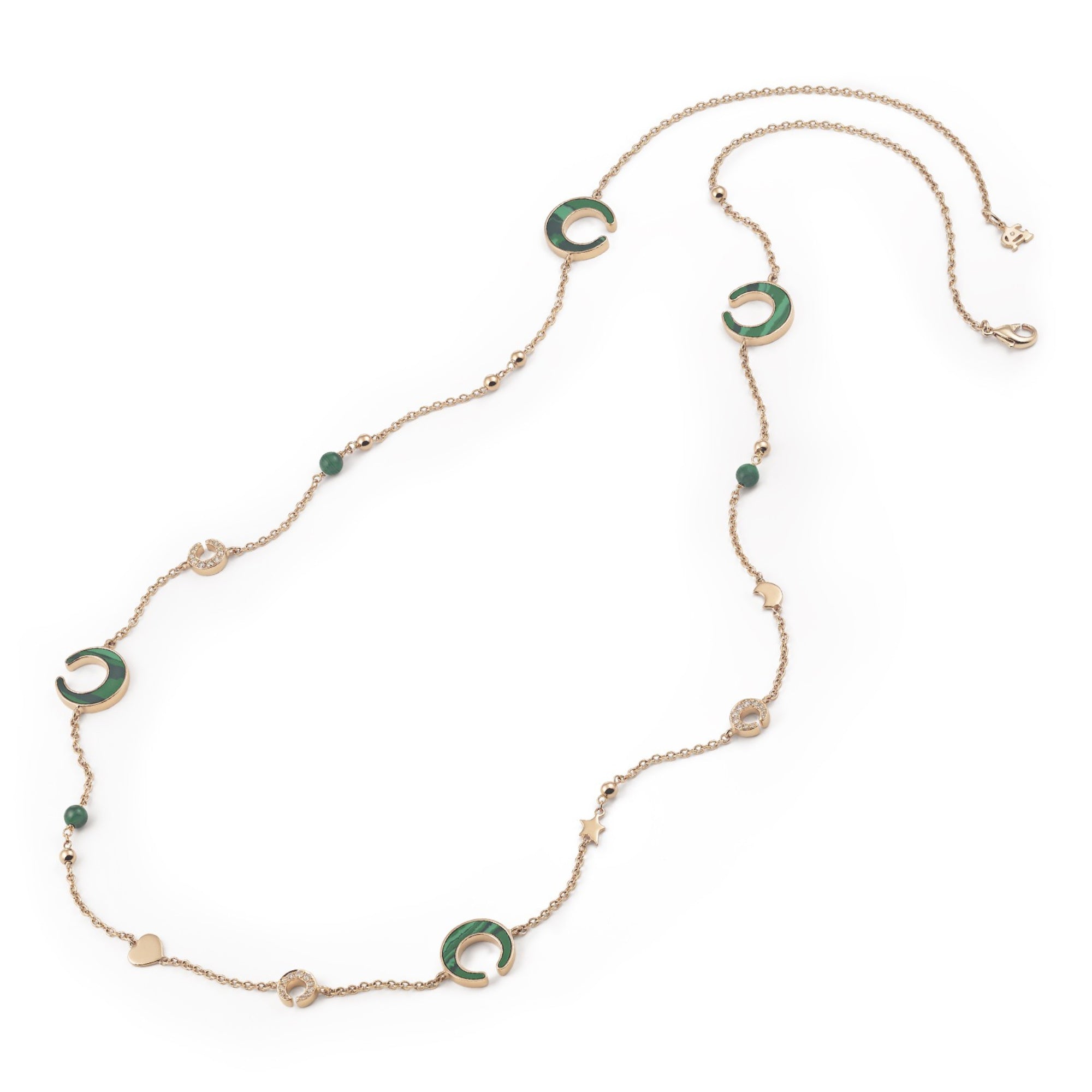 Al Coro Mezzaluna Collier (NC1510MAR70) aus Roségold mit Diamant und Malachit