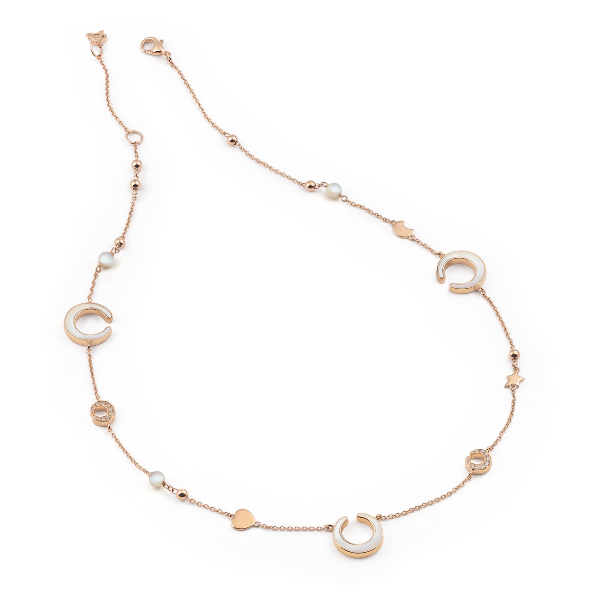Al Coro Mezzaluna Collier (NC1510MOR45) aus Roségold mit Diamant und Perlmutt