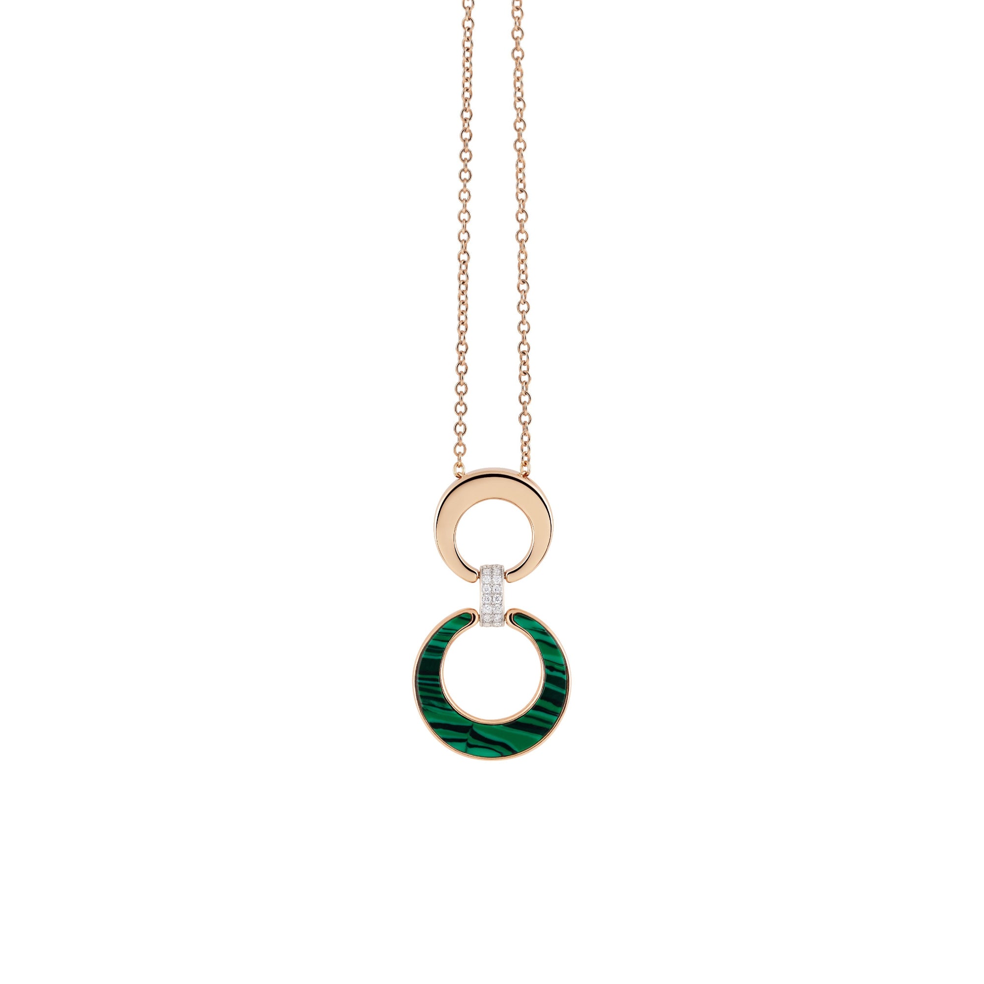 Al Coro Mezzaluna Collier (NC2924MAR) aus Roségold mit Diamant und Malachit