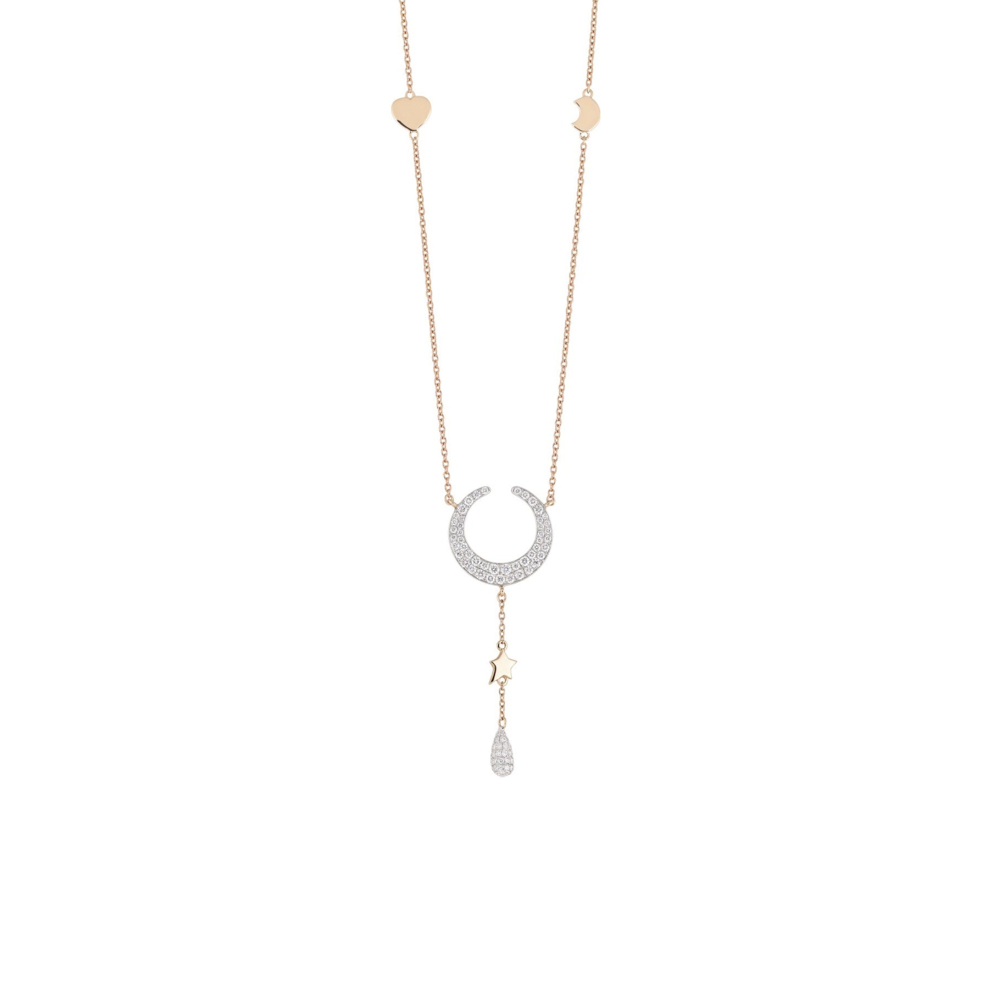Al Coro Mezzaluna Collier (NC414R43) aus Bicolor-Gold mit Diamant