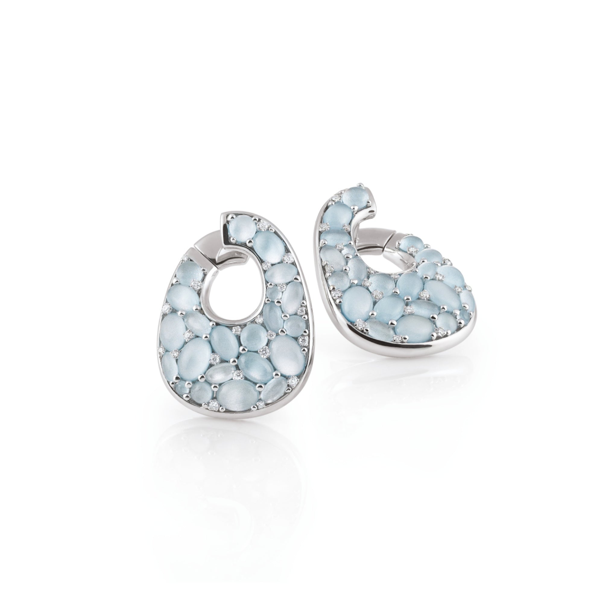Al Coro Mezzaluna Creolen (E2046TW) aus Weißgold mit Diamant und Topas