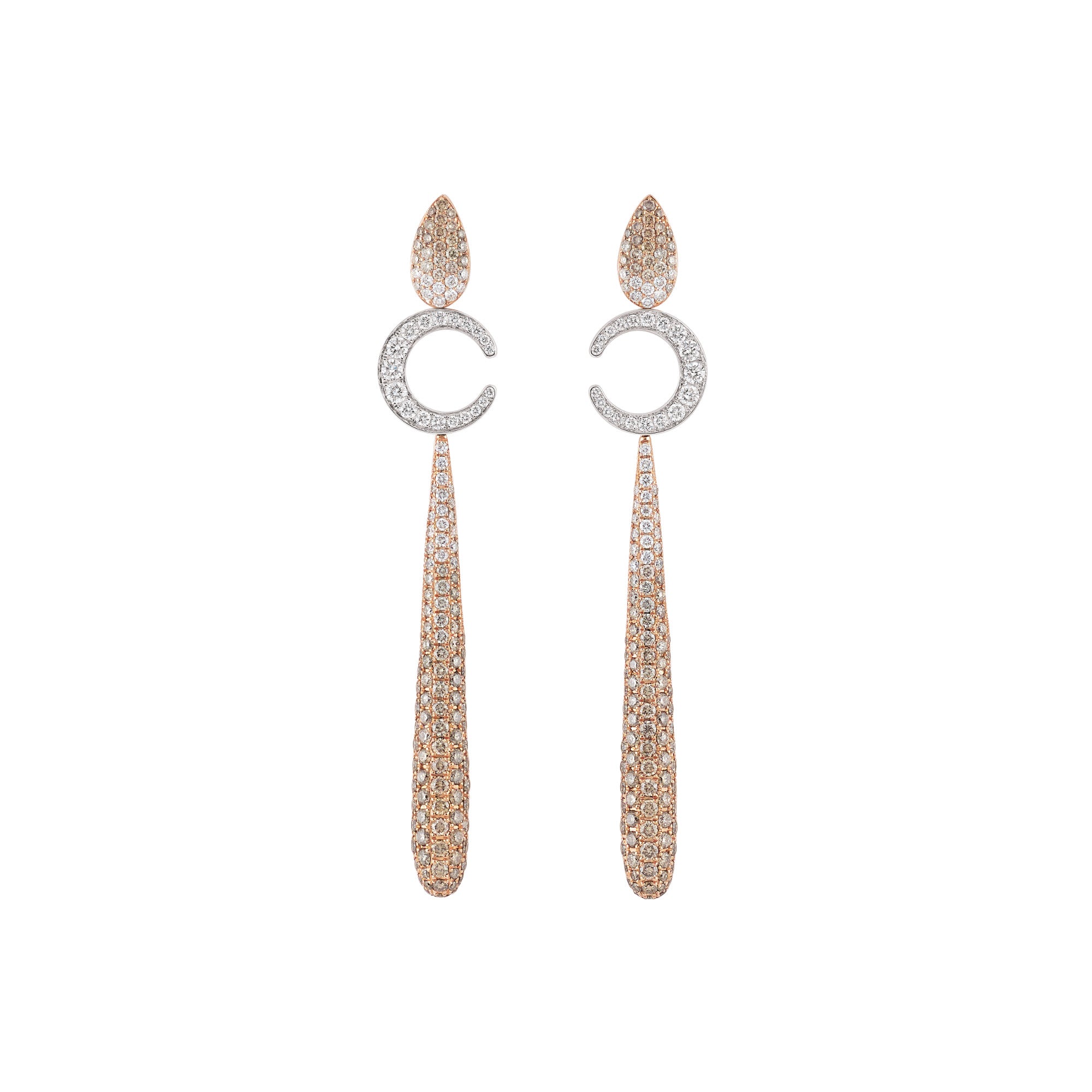 Al Coro Mezzaluna Ohrhänger (E2189BDR) aus Bicolor-Gold mit Diamant