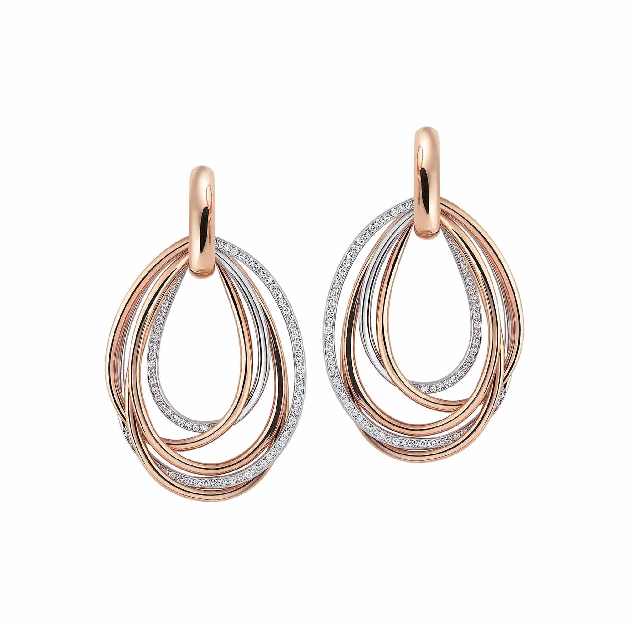 Al Coro Mezzaluna Ohrhänger (E2210R) aus Bicolor-Gold mit Diamant