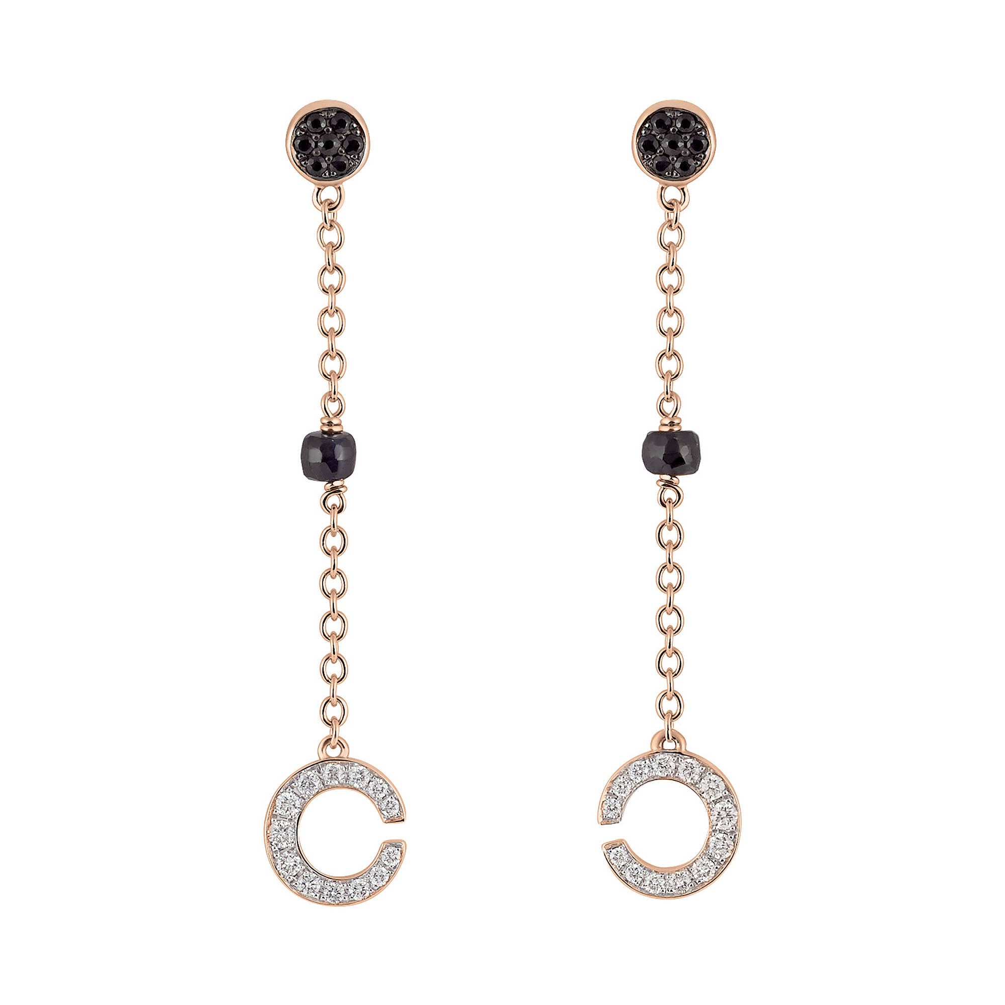 Al Coro Mezzaluna Ohrhänger (E311BSR) aus Roségold mit Diamant und Saphir
