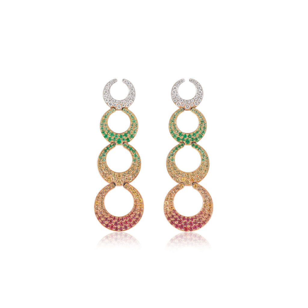 Al Coro Mezzaluna Ohrringe (NE9173MCR4S) aus Bicolor-Gold mit Diamant, Saphir und Tsavorit