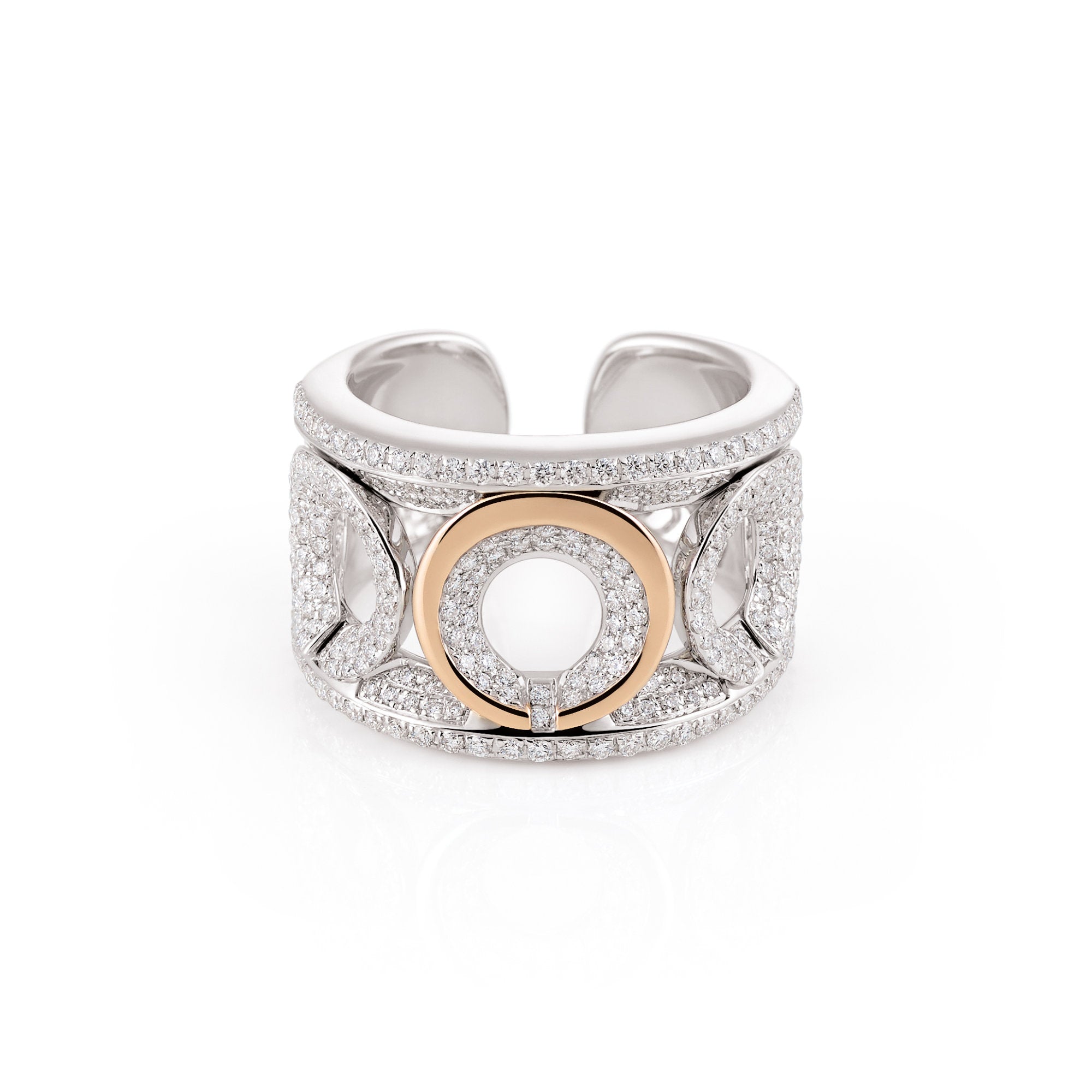 Al Coro Mezzaluna Ring (NR1468WR) aus Bicolor-Gold mit Diamant