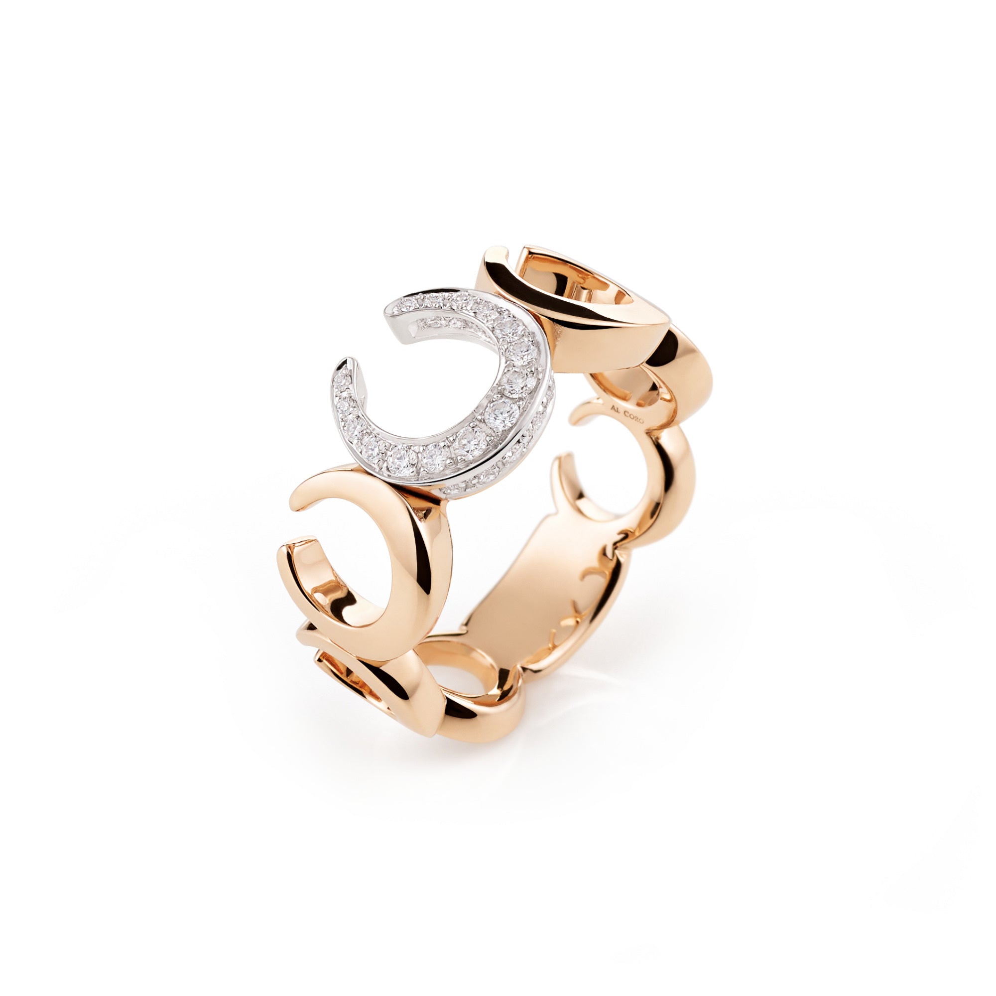 Al Coro Mezzaluna Ring (NR2871R) aus Bicolor-Gold mit Diamant