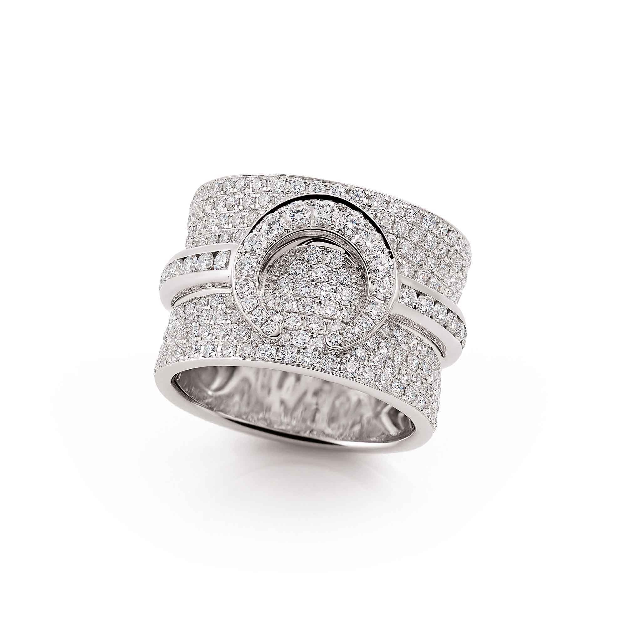 Al Coro Mezzaluna Ring (NR8349WW) aus Weißgold mit Diamant