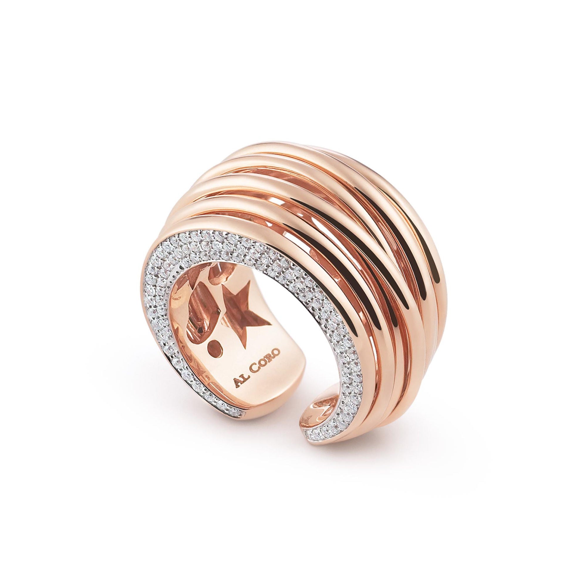 Al Coro Mezzaluna Ring (R6765R) aus Bicolor-Gold mit Diamant