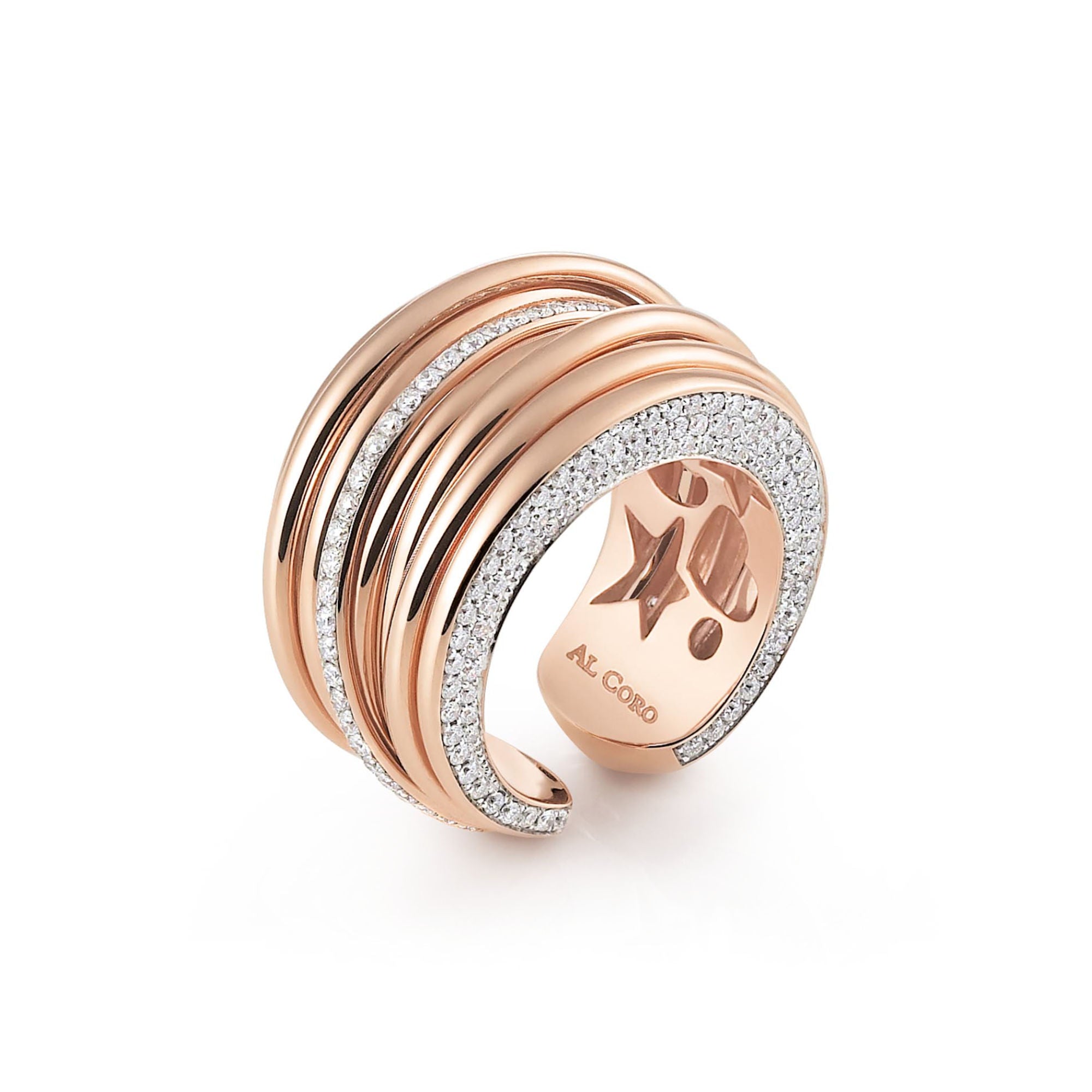 Al Coro Mezzaluna Ring (R6993R) aus Bicolor-Gold mit Diamant