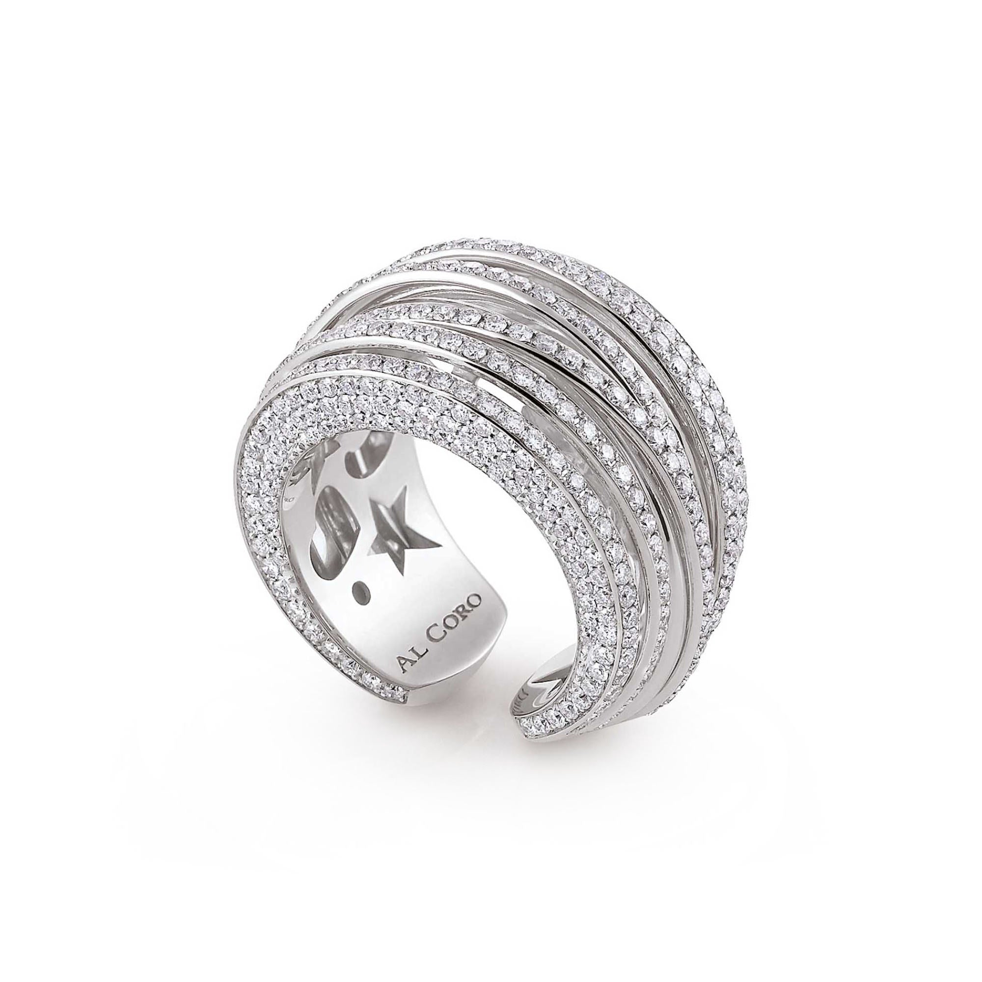 Al Coro Mezzaluna Ring (R7048W) aus Weißgold mit Diamant