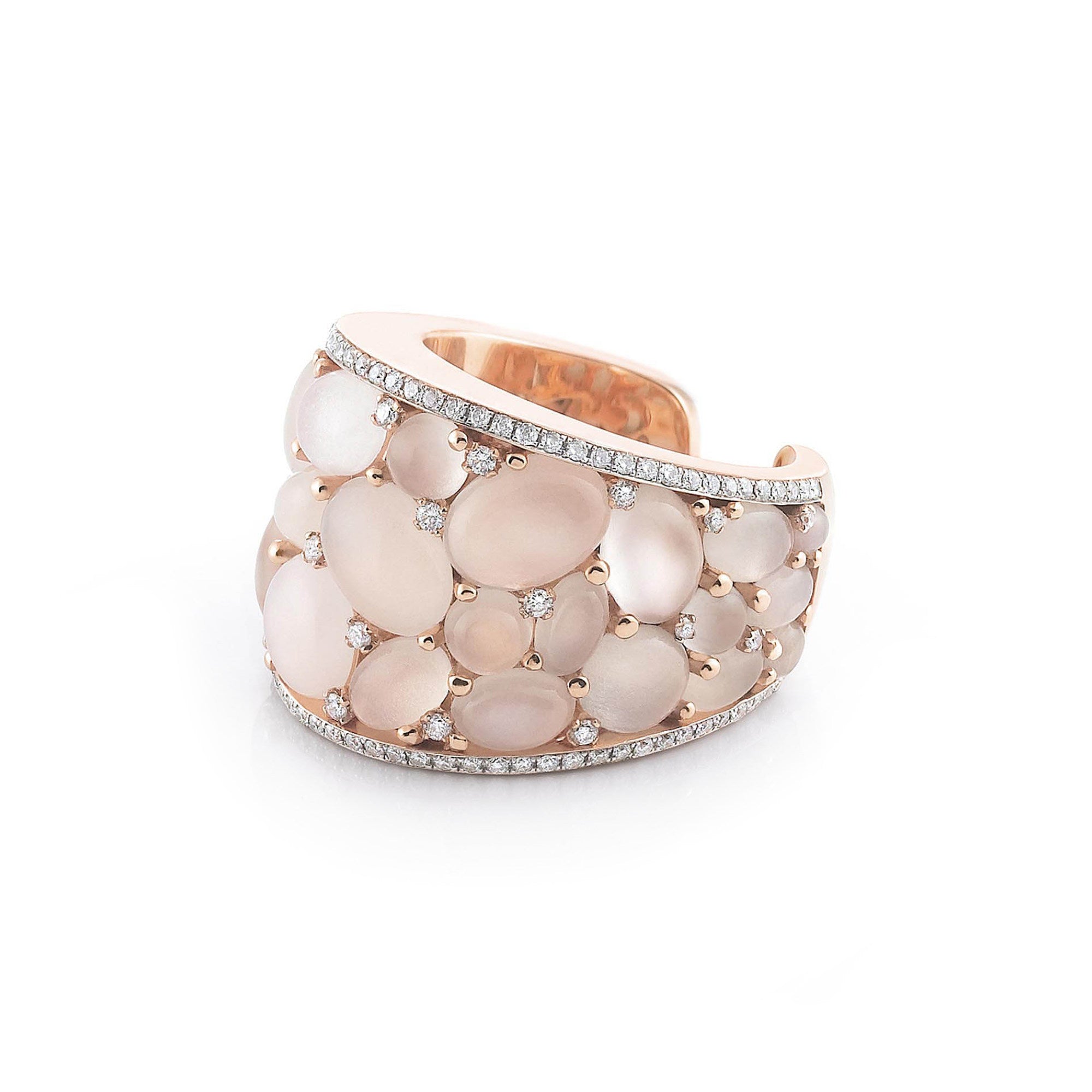 Al Coro Mezzaluna Ring (R7137WMR) aus Roségold mit Diamant und Mondstein